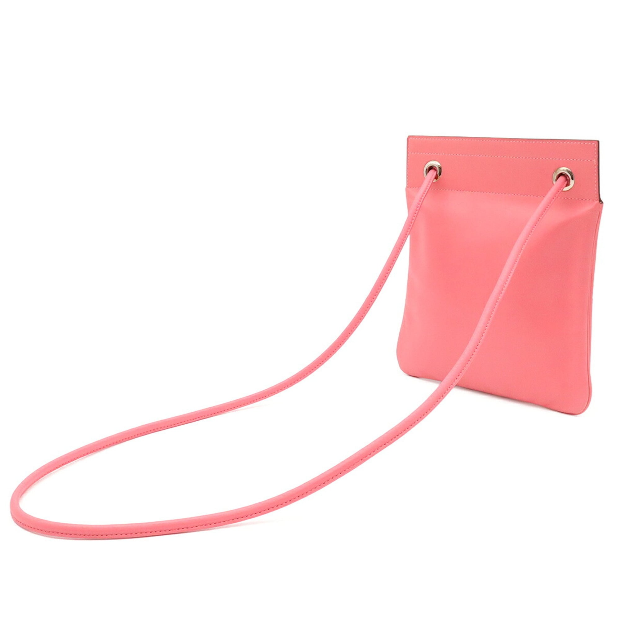 Hermes Rose Azalee Swift Leather Pochette Shoulder Bag (Pre-Owned)