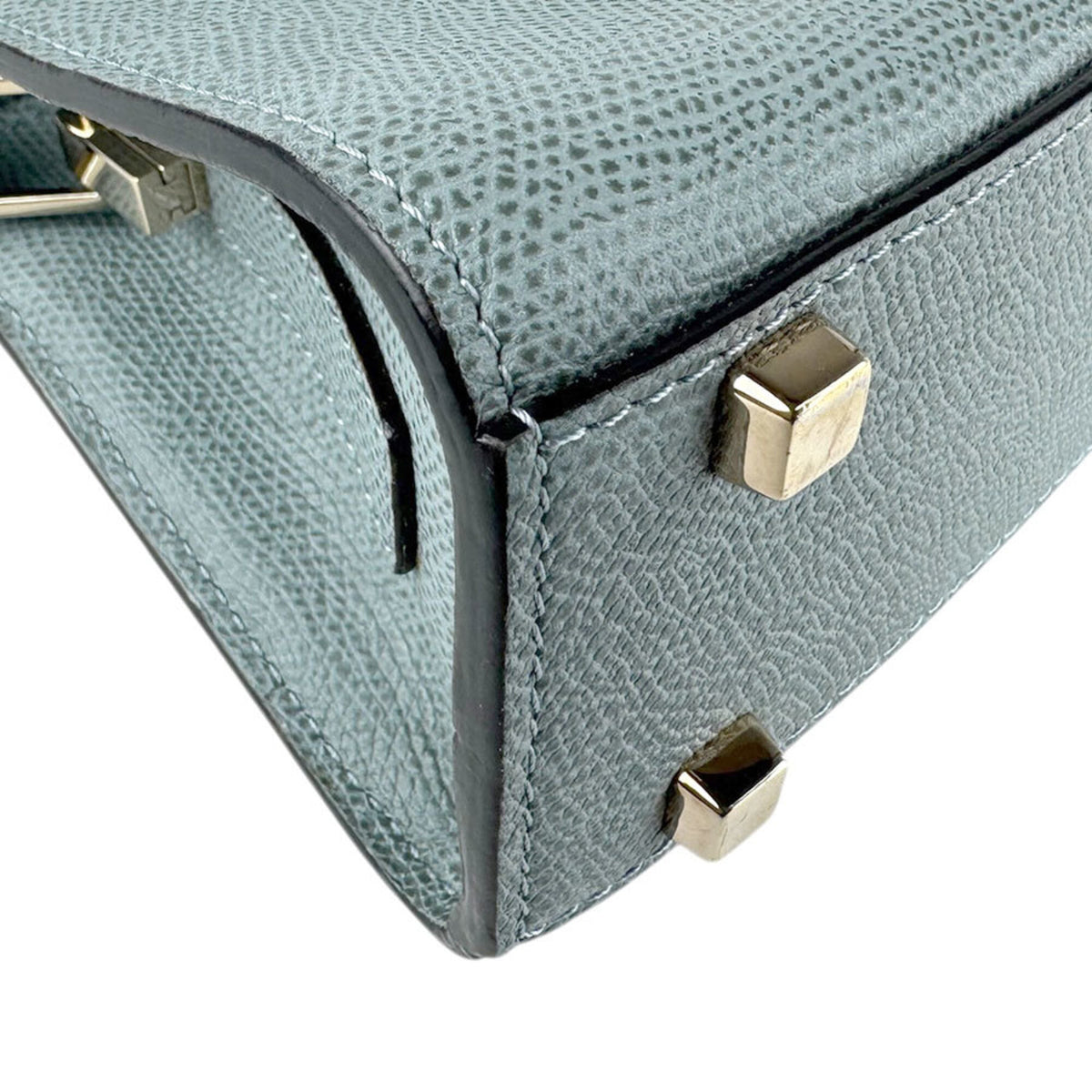 Valextra Blue Gray Leather Handbag (Pre-Owned)