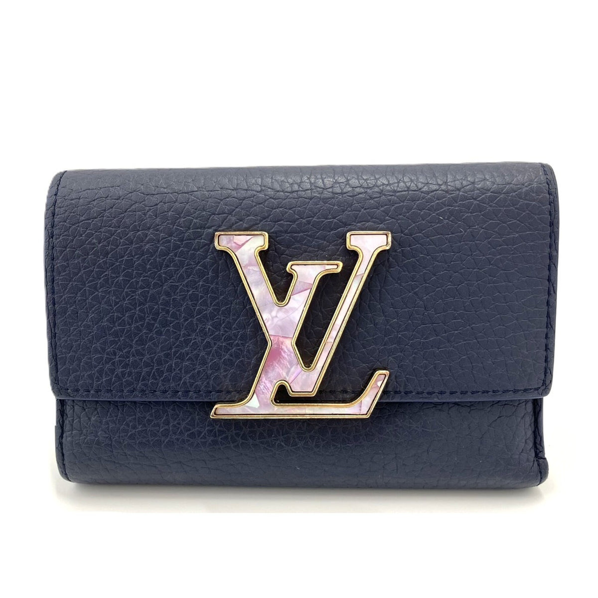 Louis Vuitton Navy Leather Wallet (Tri-Fold) (Pre-Owned)