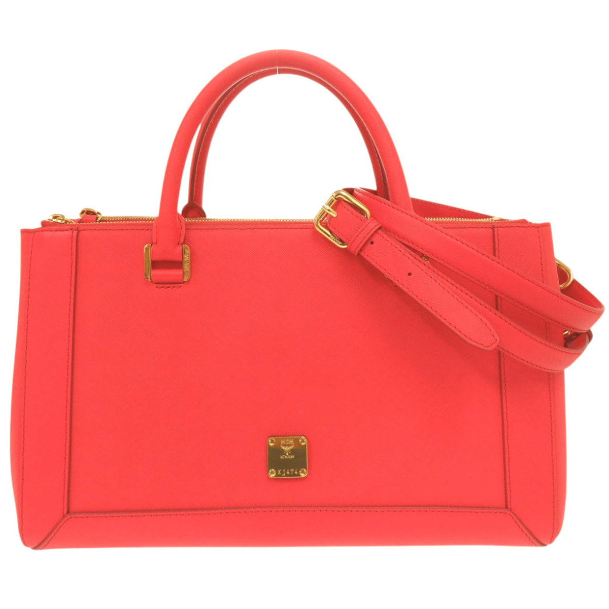 Mcm Red Color Leather Handbag (Pre-Owned)
