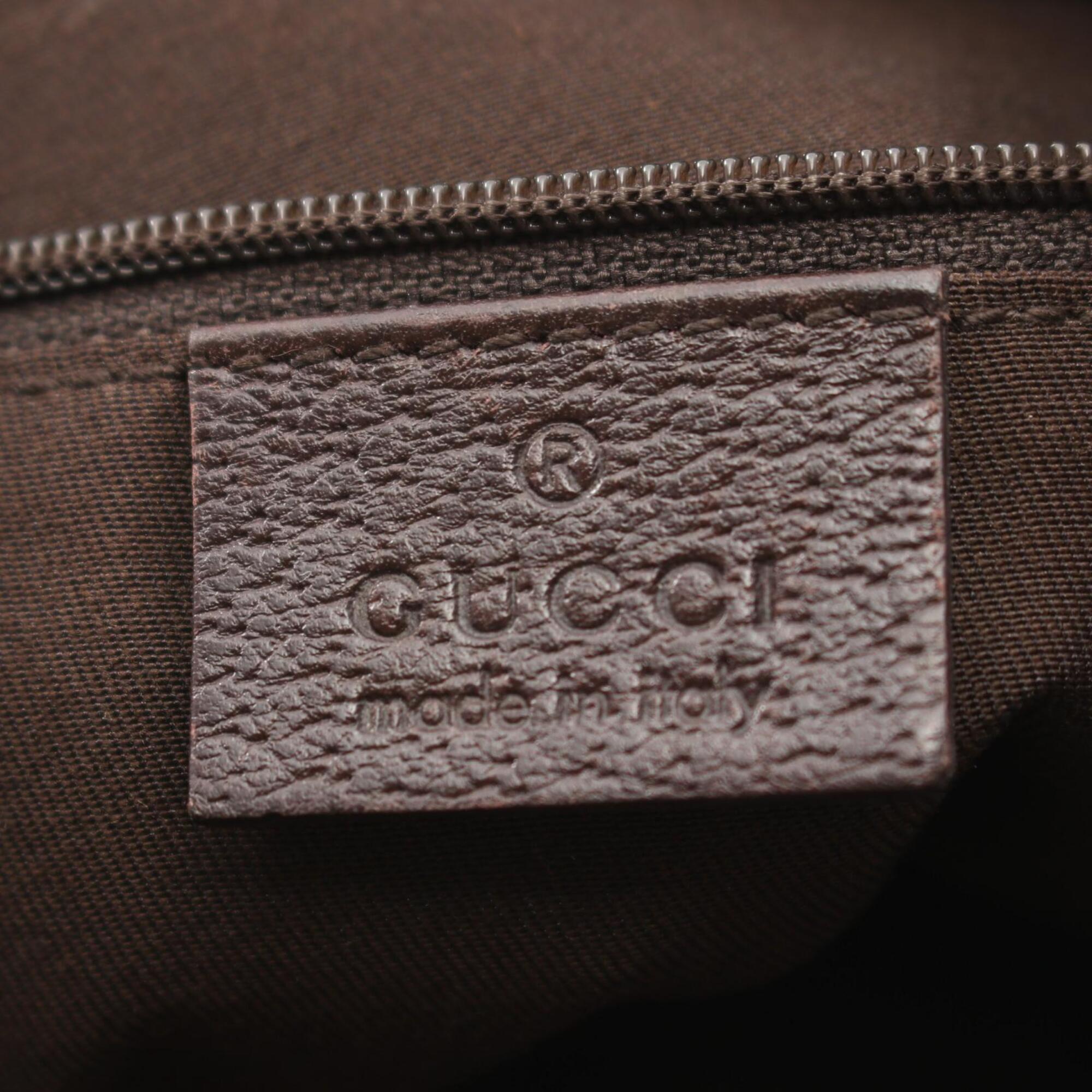 Gucci Beige Brown Canvas Leather Handbag Shoulder Bag (Pre-Owned)