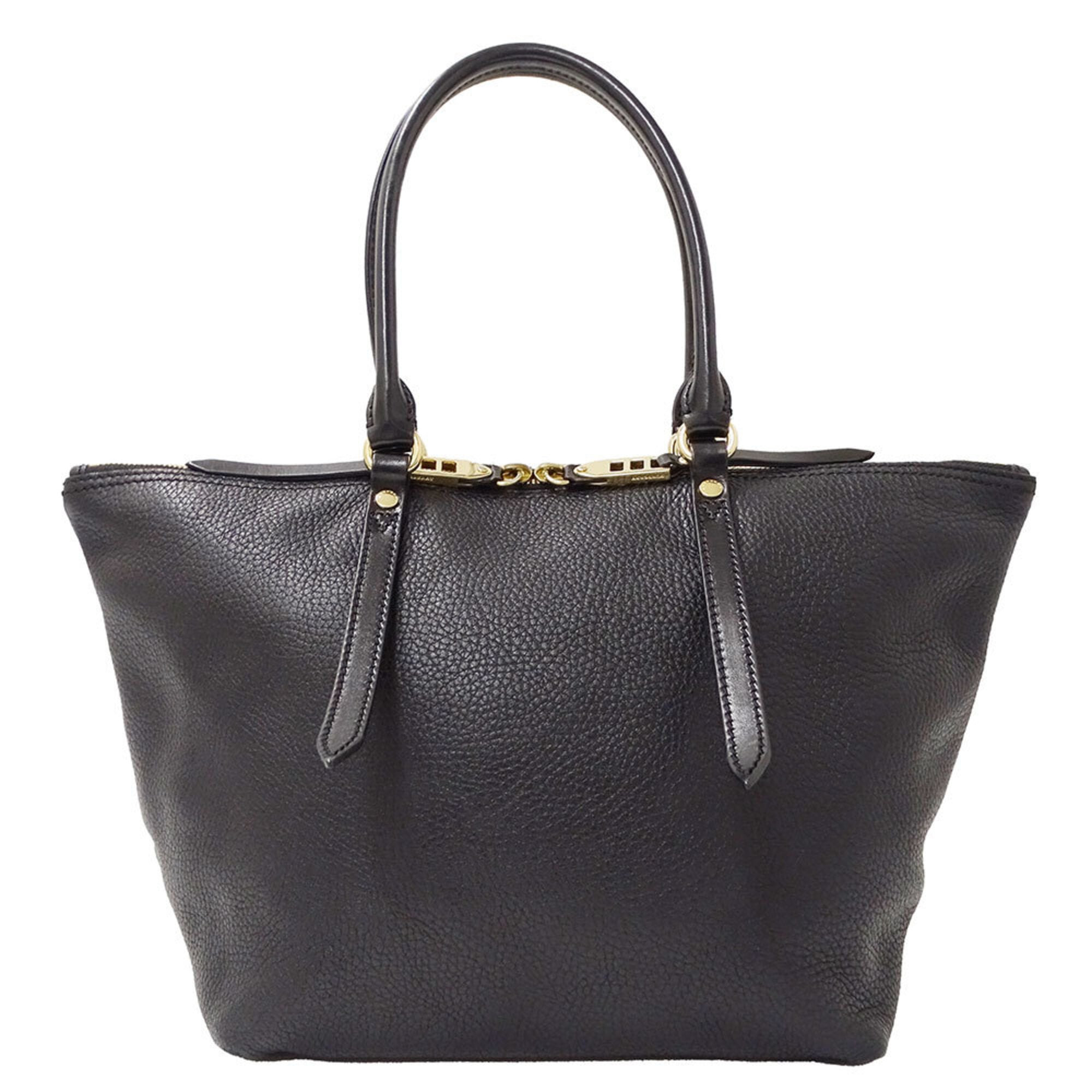 Burberry Black Leather Handbag Tote Bag (Pre-Owned)