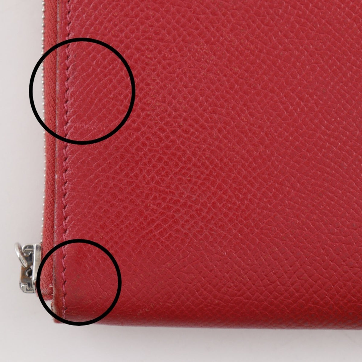 Hermes Red Color Epsom Leather Long Wallet (Bi-Fold) (Pre-Owned)