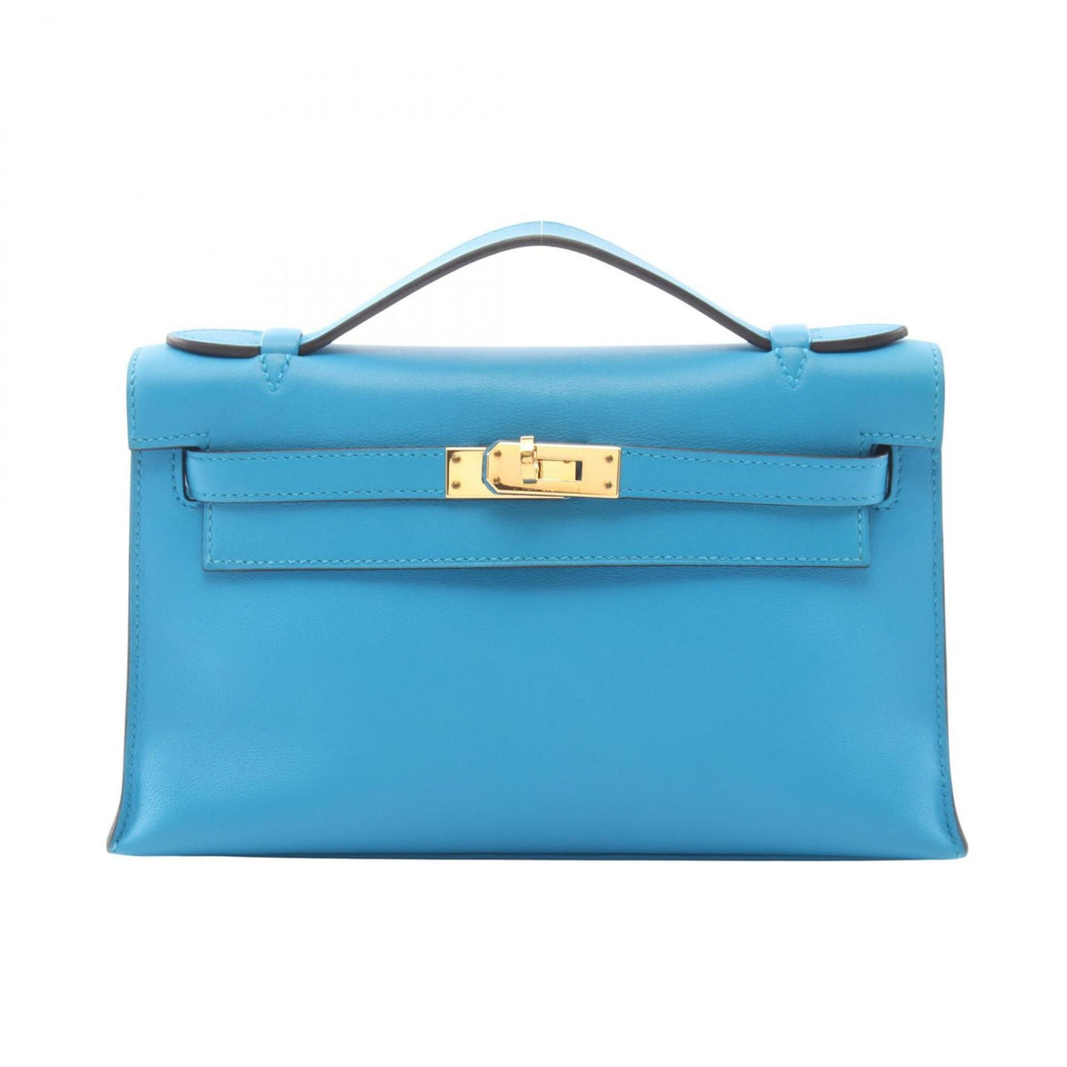 Hermes Blue Swift Leather Handbag Pochette (Pre-Owned)