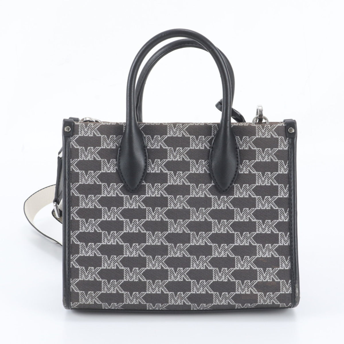 Michael Kors Black Leather Canvas Handbag Shoulder Bag (Pre-Owned)
