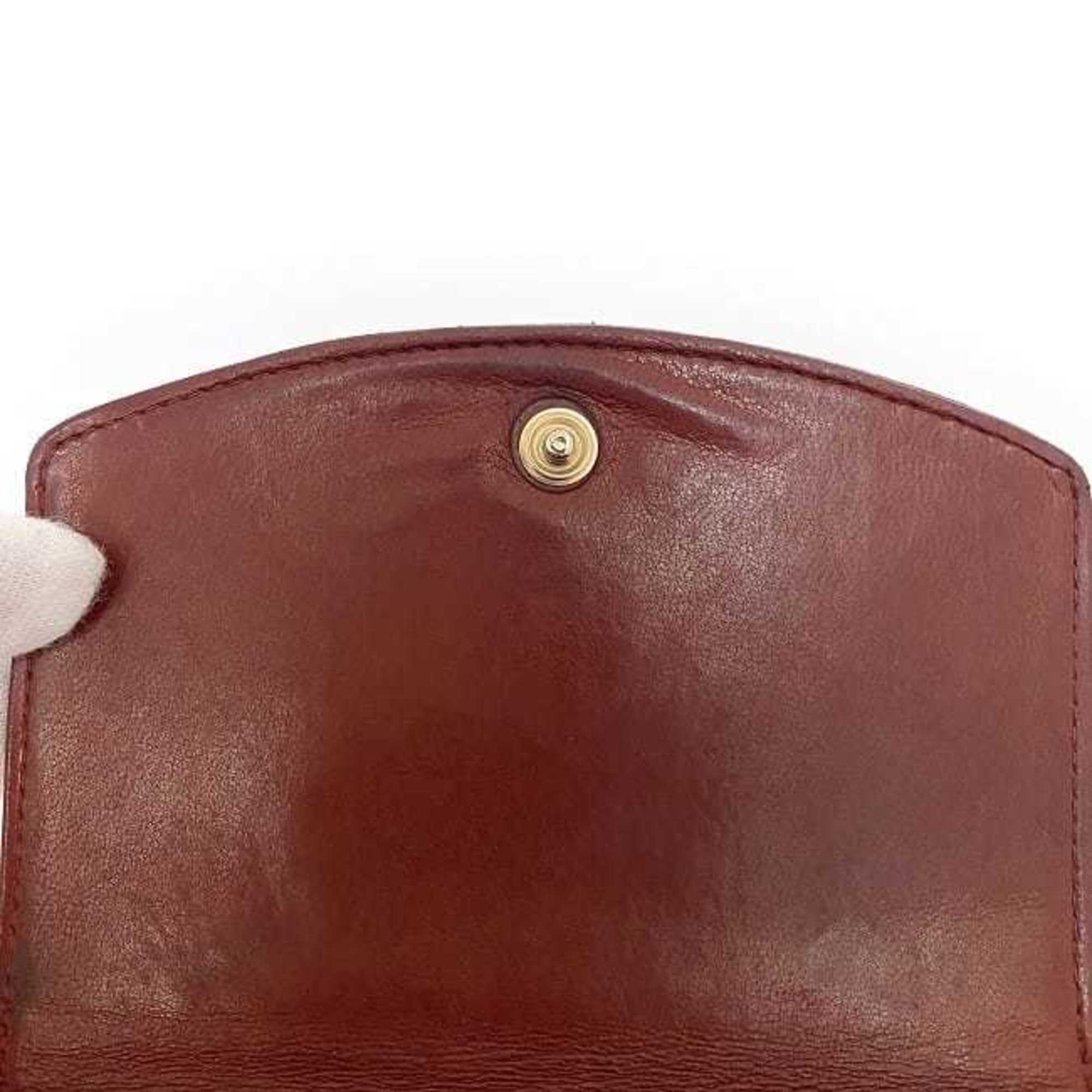 Chanel Red Color Grained Calfskin Leather Wallet (Bi-Fold) (Pre-Owned)
