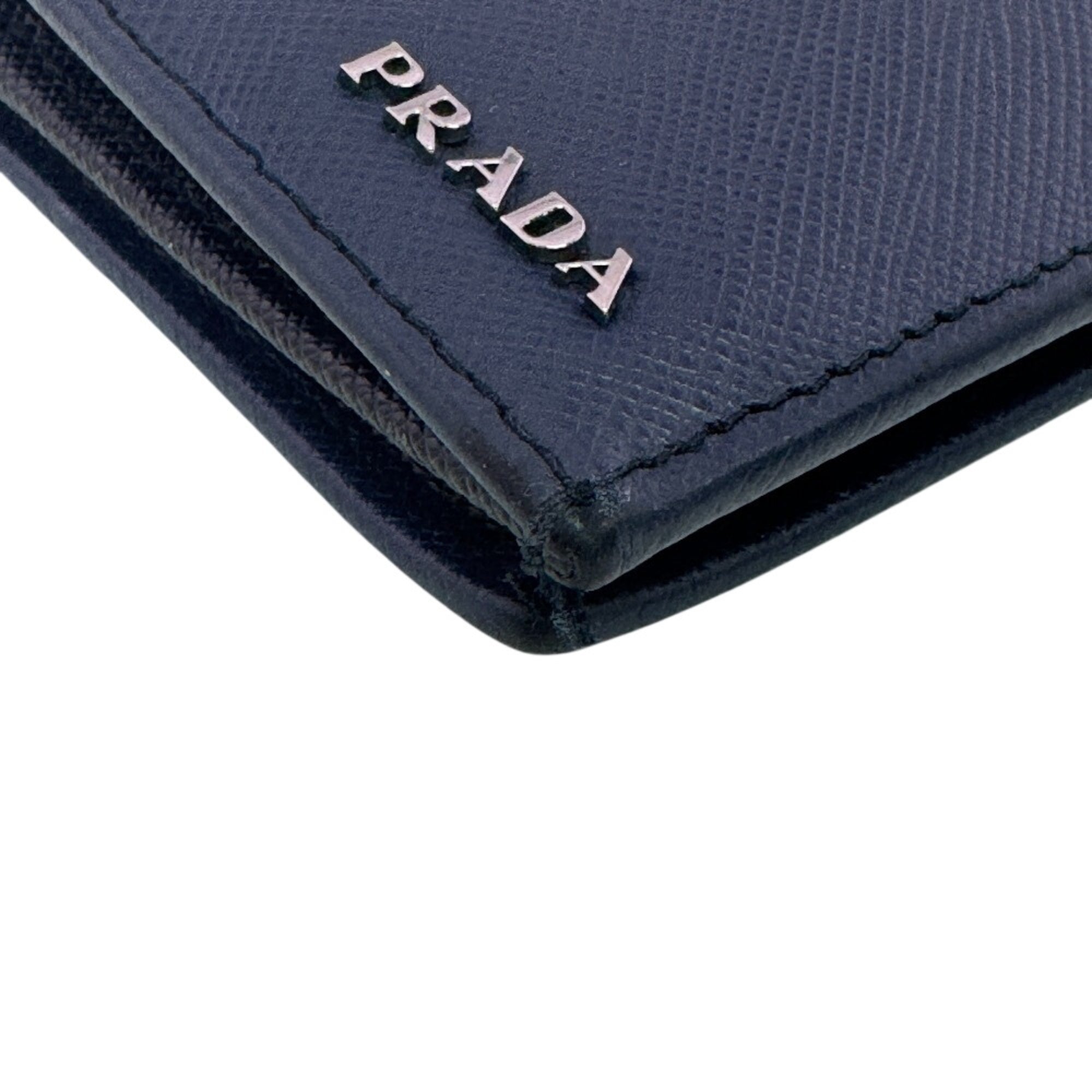Prada Saffiano Navy Leather Long Wallet (Bi-Fold) (Pre-Owned)