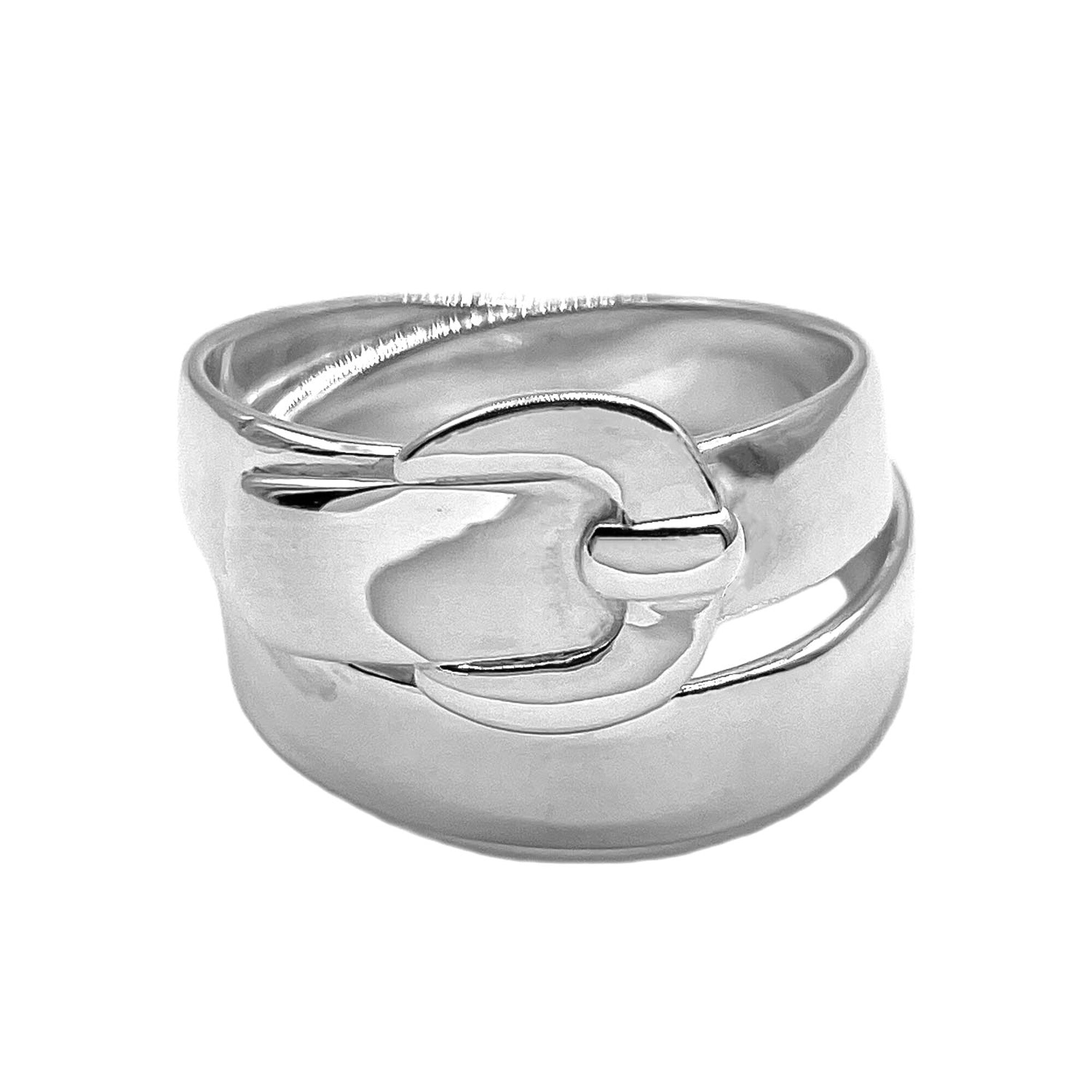 Hermes Silver 925 Band Ring (Pre-Owned)