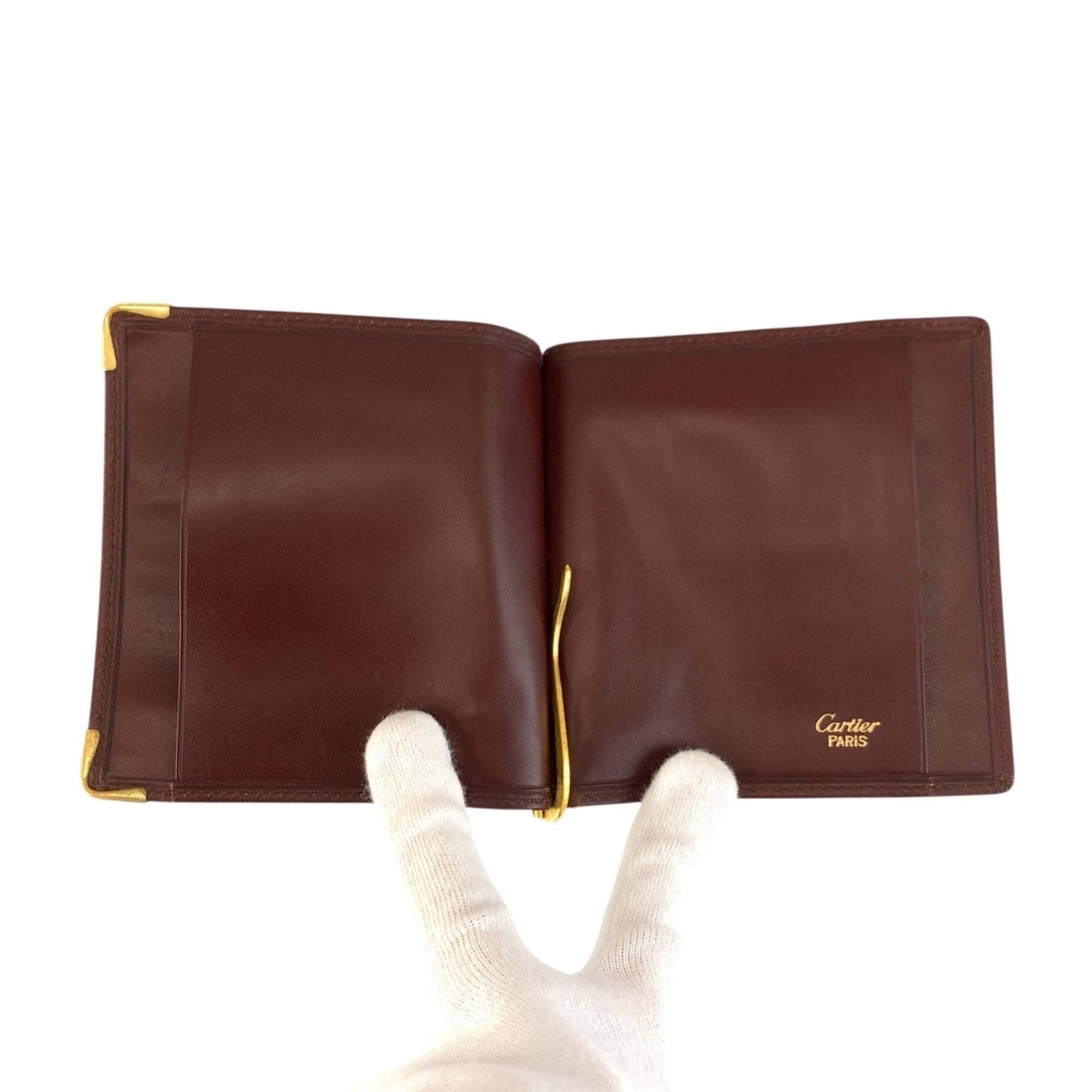 Cartier Bordeaux Leather Money Clip (Pre-Owned)