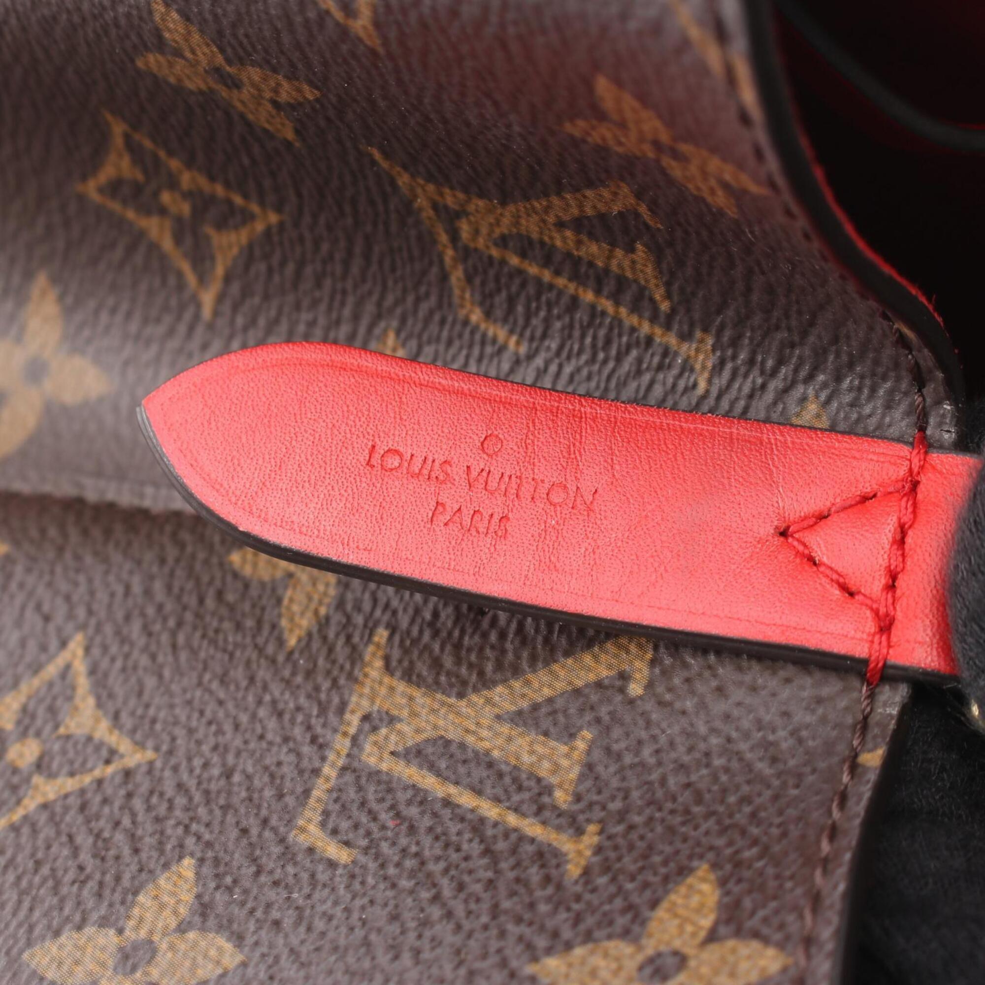 Louis Vuitton Brown Coquelicots Red Color Coated Canvas Leather Handbag Shoulder Bag (Pre-Owned)