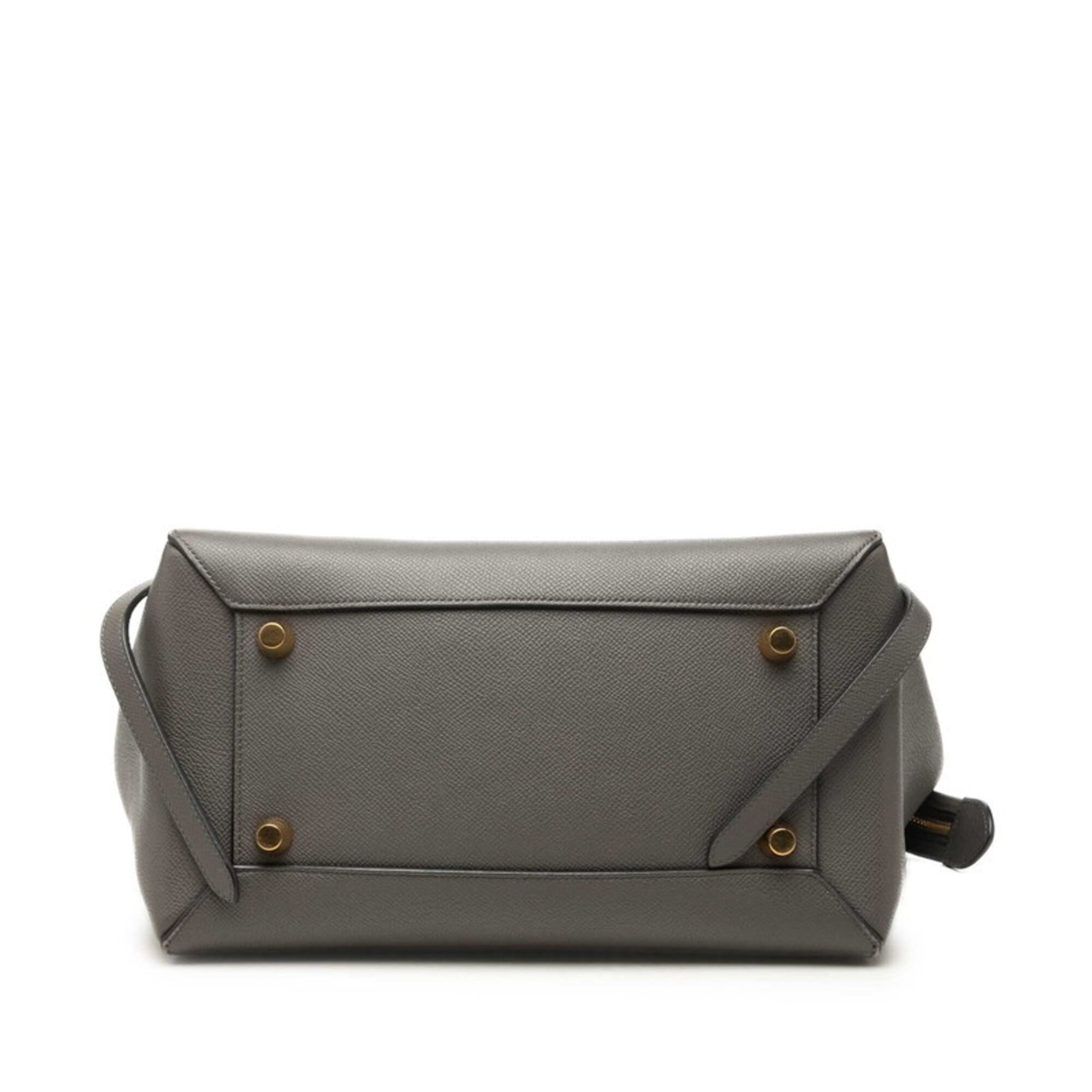 Celine Gray Leather Handbag Shoulder Bag (Pre-Owned)