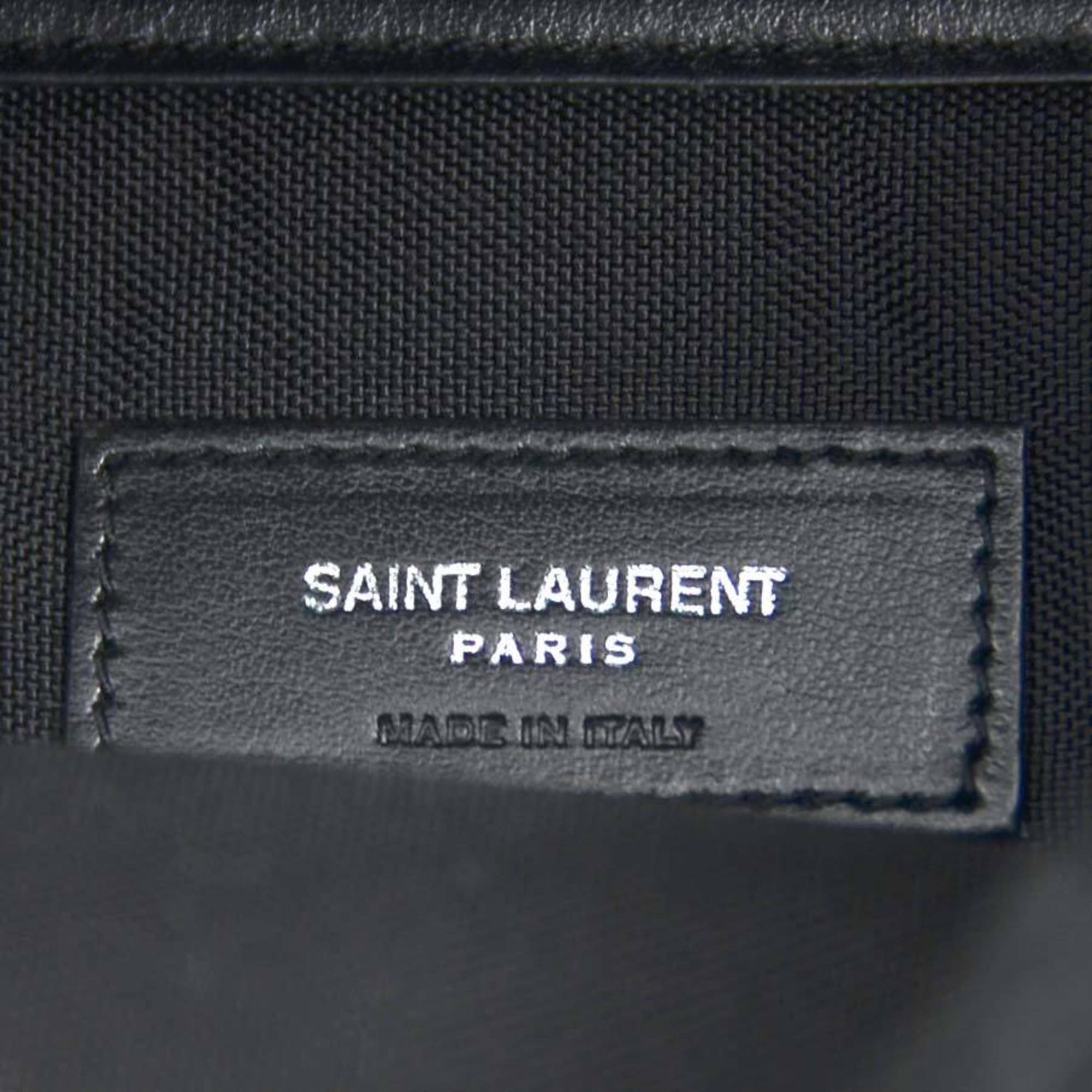 Saint Laurent Black Khaki Canvas Leather Backpack (Pre-Owned)