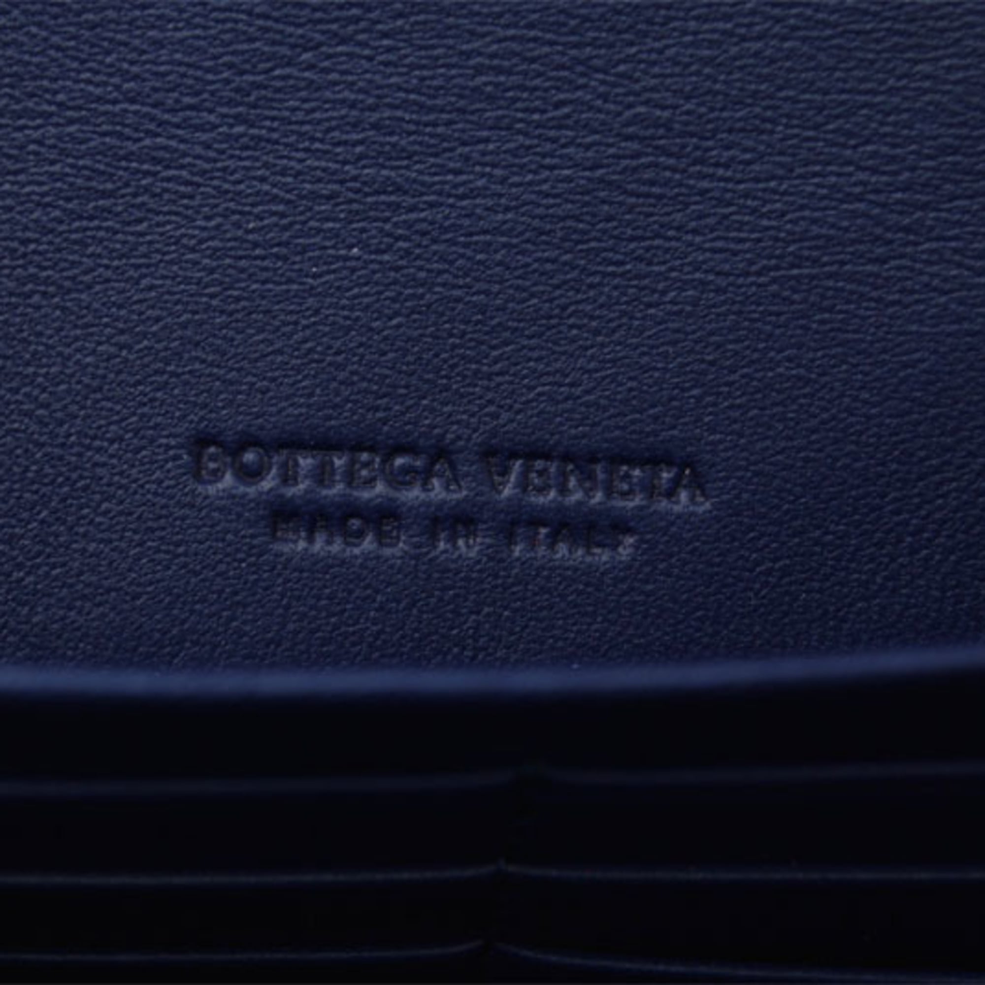 Bottega Veneta Dark Purple Leather Long Wallet (Bi-Fold) (Pre-Owned)