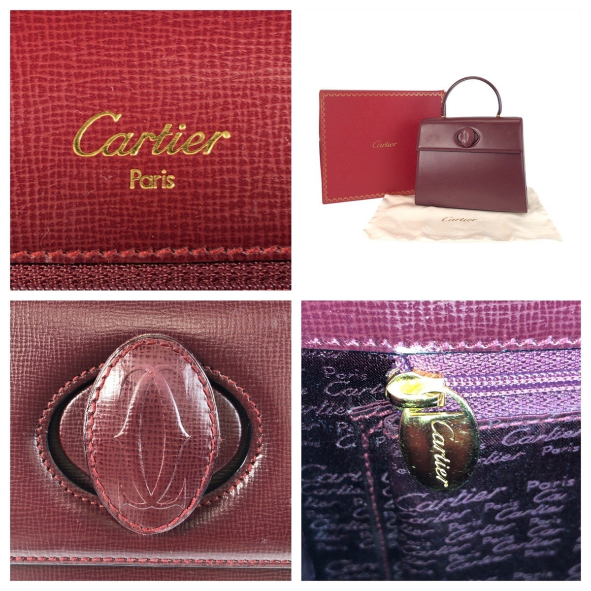 Cartier Bordeaux Leather Handbag (Pre-Owned)