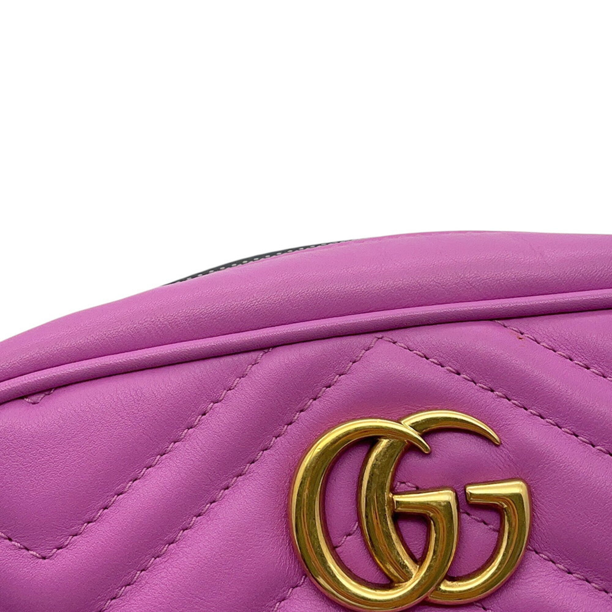 Gucci Gg Marmont Purple Leather Handbag Shoulder Bag (Pre-Owned)