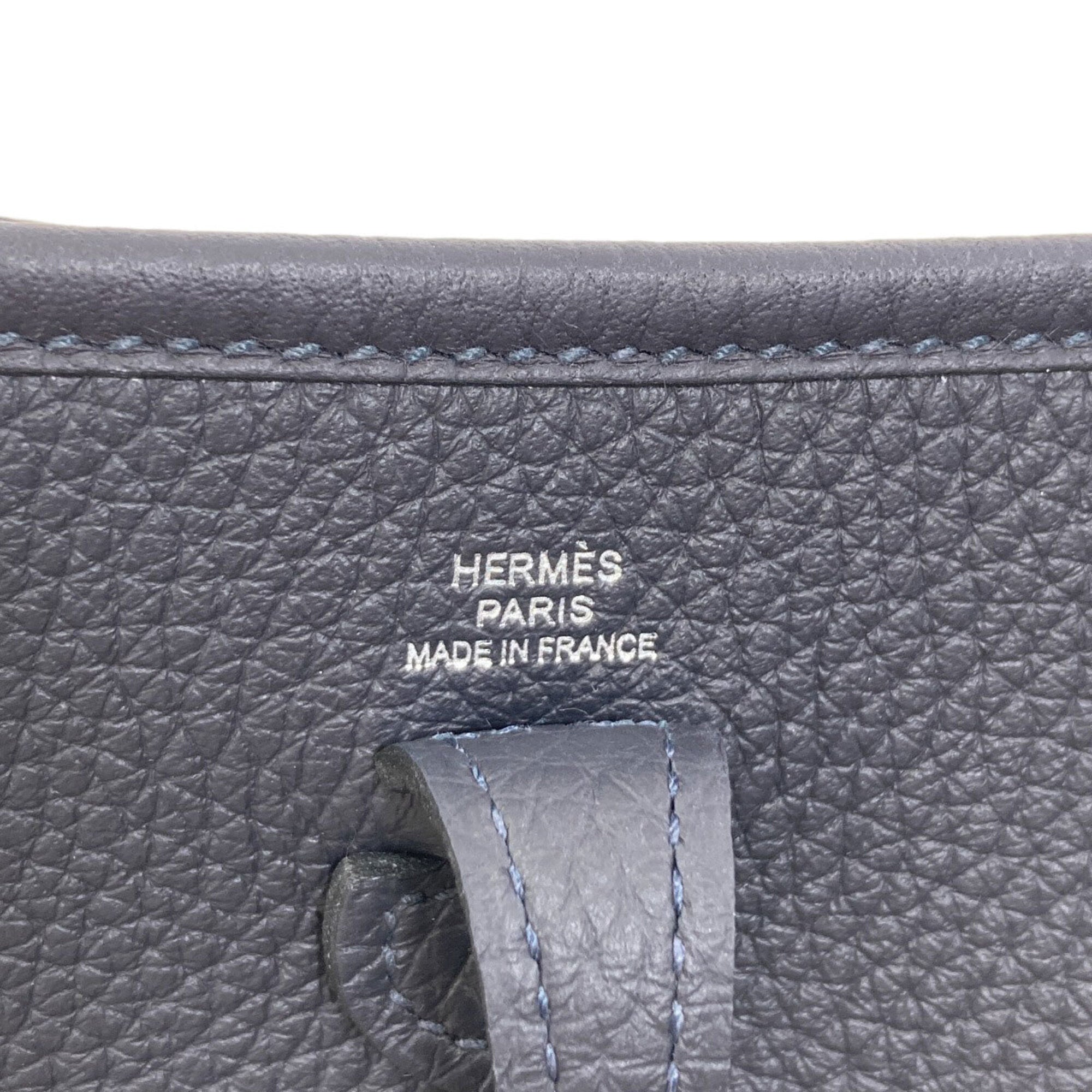 Hermes Navy Leather Shoulder Bag (Pre-Owned)