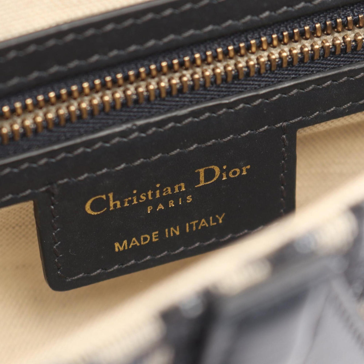 Christian Dior Beige Navy Canvas Leather Handbag Saddle Bag (Pre-Owned)