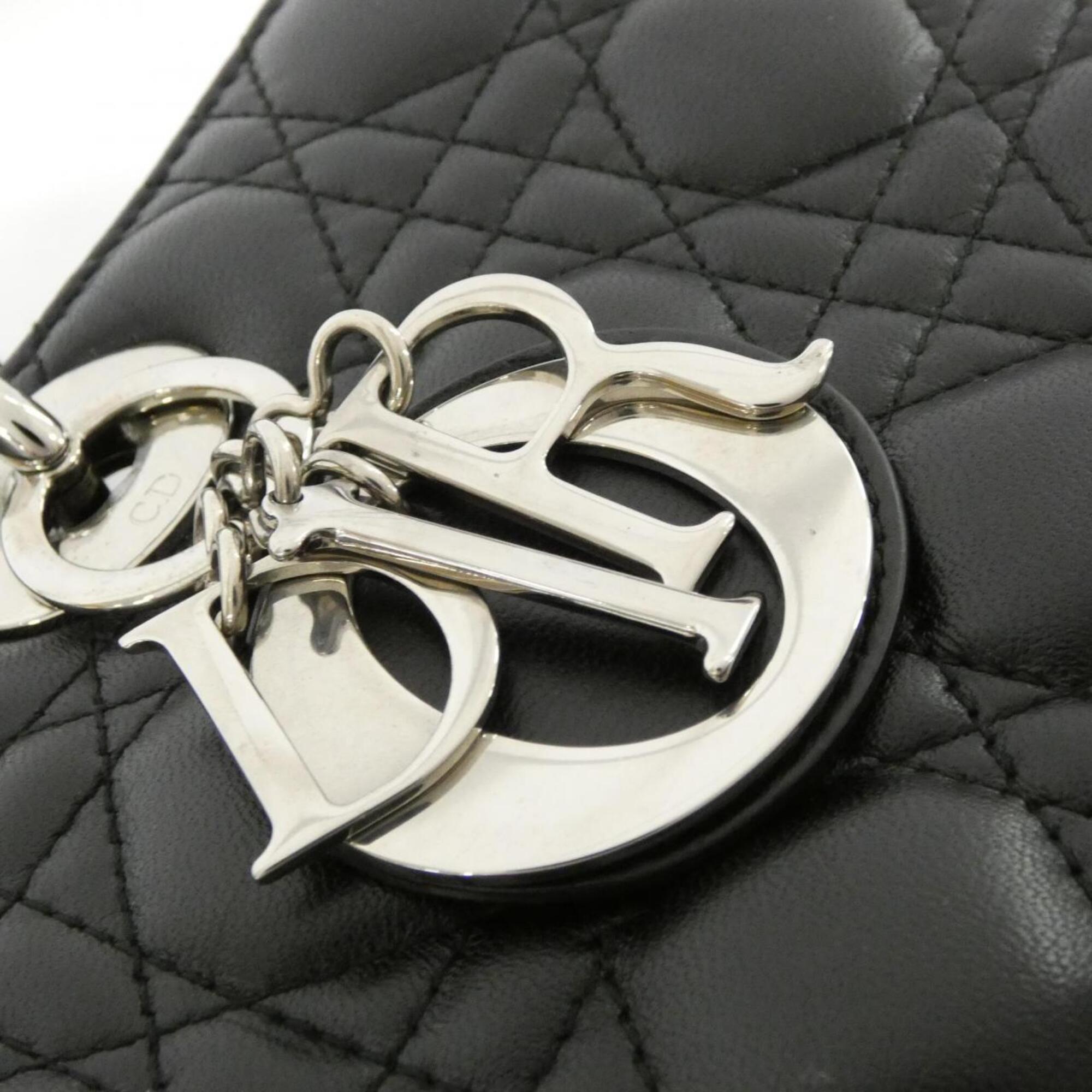 Christian Dior Lady Dior Black Leather Handbag (Pre-Owned)