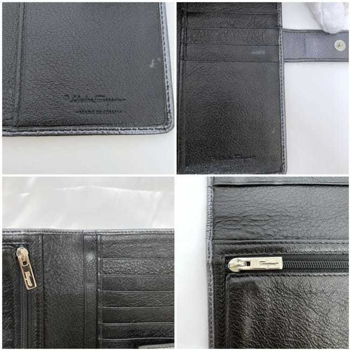 Salvatore Ferragamo Vara Silver Leather Long Wallet (Bi-Fold) (Pre-Owned)