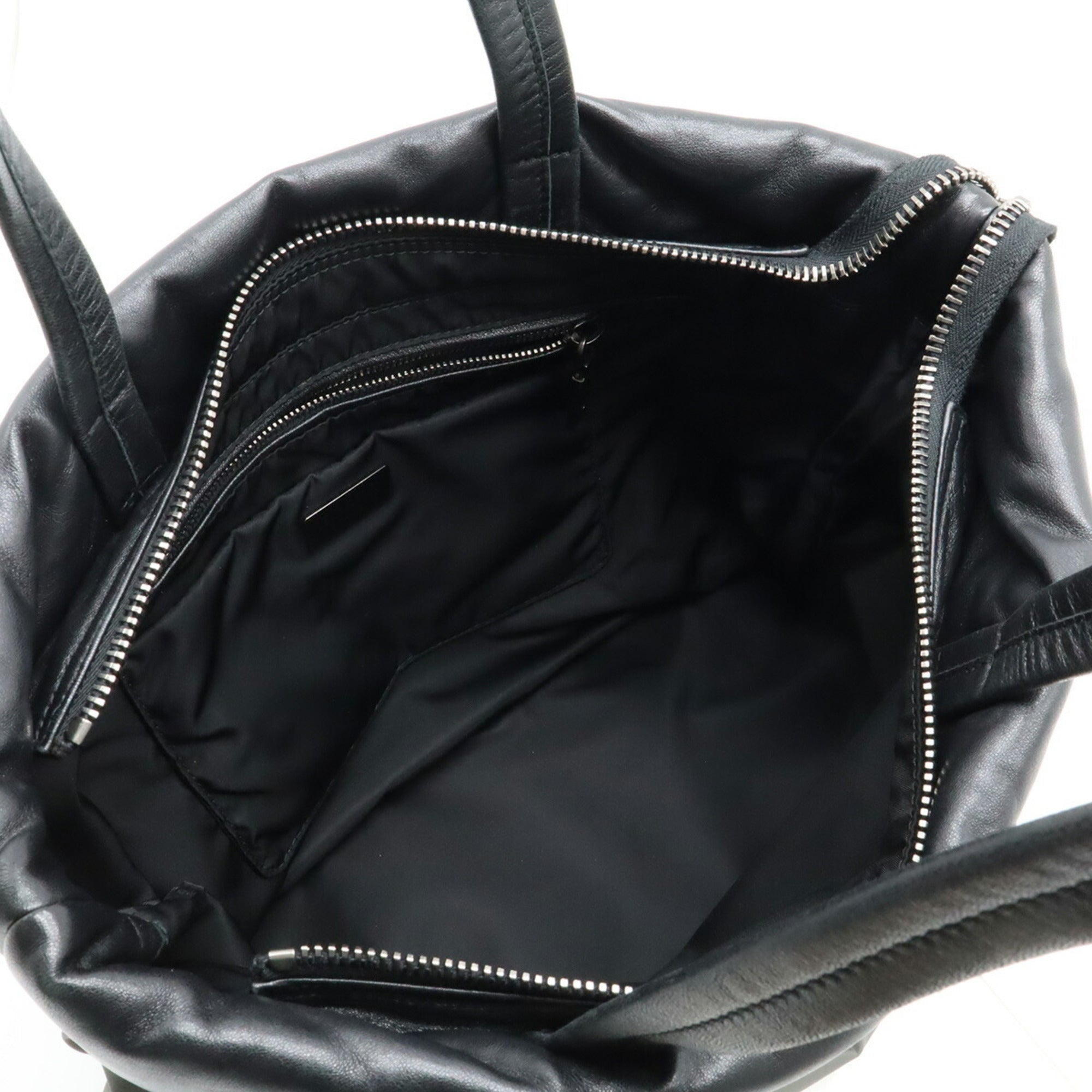 Prada Black Gray Nero Nylon Leather Tote Bag (Pre-Owned)