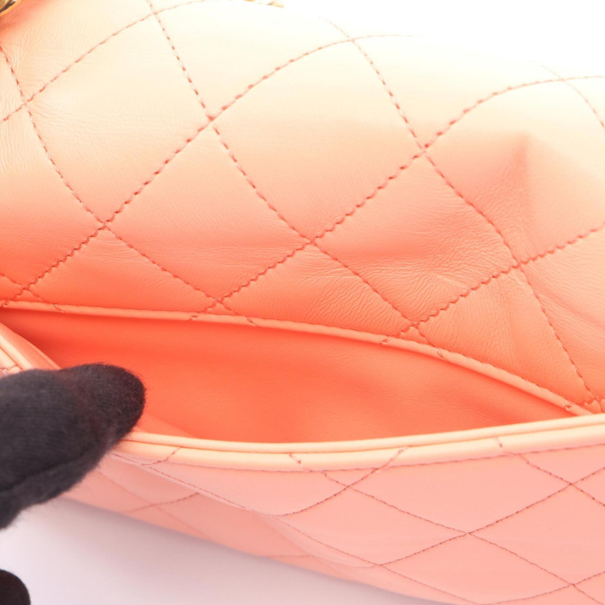 Chanel Orange Leather Handbag Shoulder Bag (Pre-Owned)