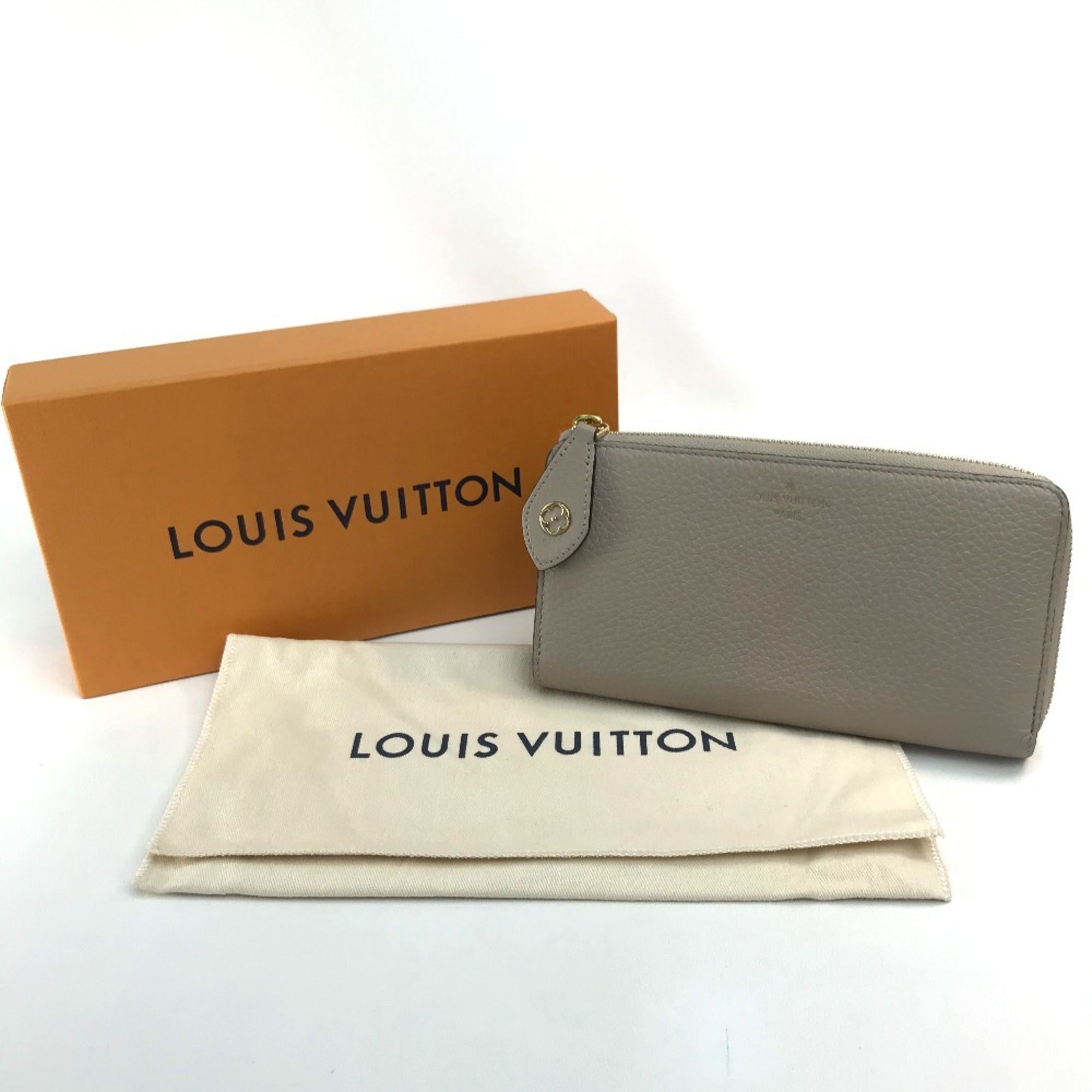 Louis Vuitton Monogram Beige Leather Long Wallet (Bi-Fold) (Pre-Owned)