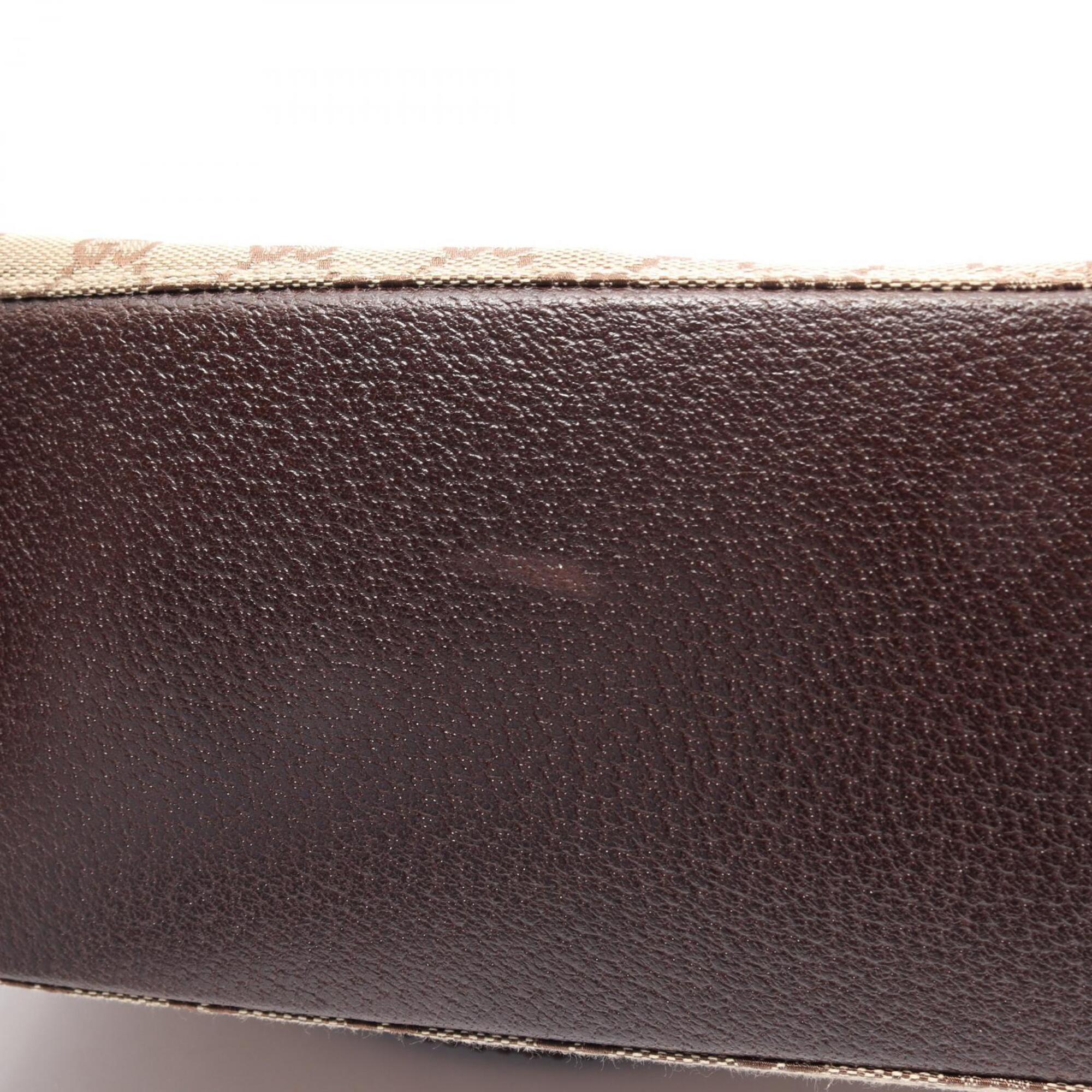 Gucci Beige Brown Gg Canvas Leather Handbag Tote Bag (Pre-Owned)