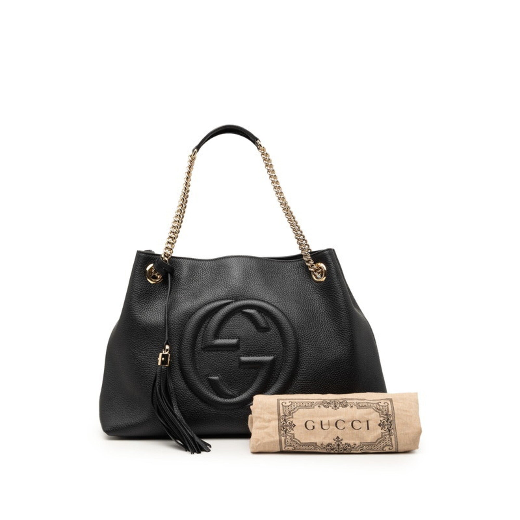 Gucci Black Leather Shoulder Bag Tote Bag (Pre-Owned)