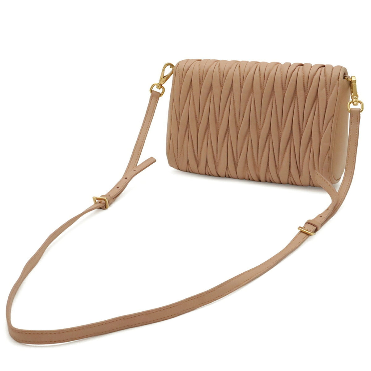 Miu Miu Matelasse Light Pink Leather Pochette Shoulder Bag (Pre-Owned)