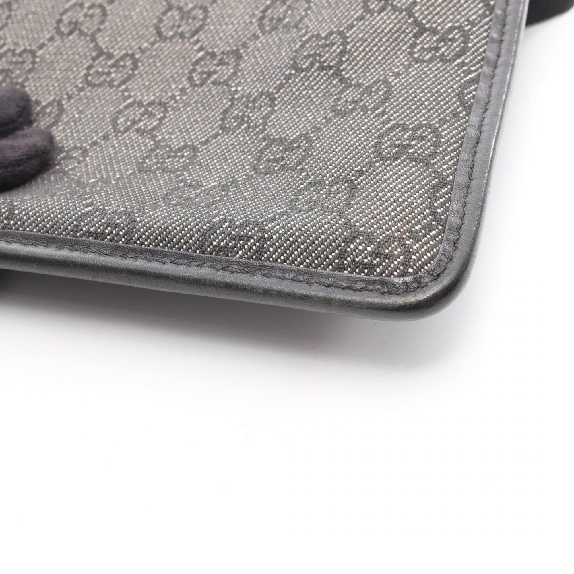 Gucci Black Denim Leather Handbag Shoulder Bag (Pre-Owned)