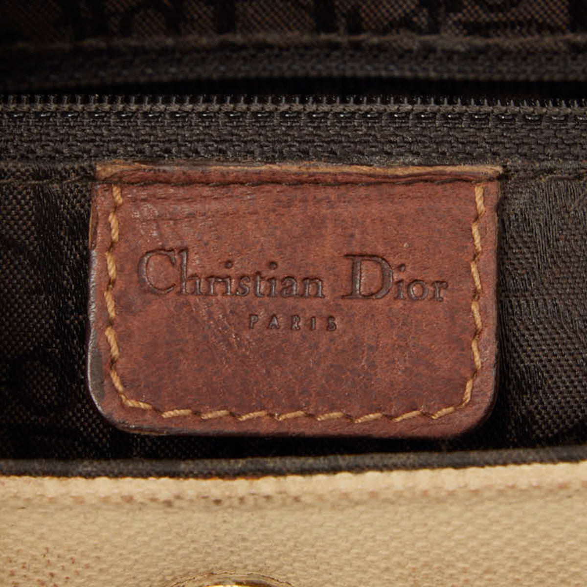 Christian Dior Beige Brown Pvc Leather Shoulder Bag (Pre-Owned)