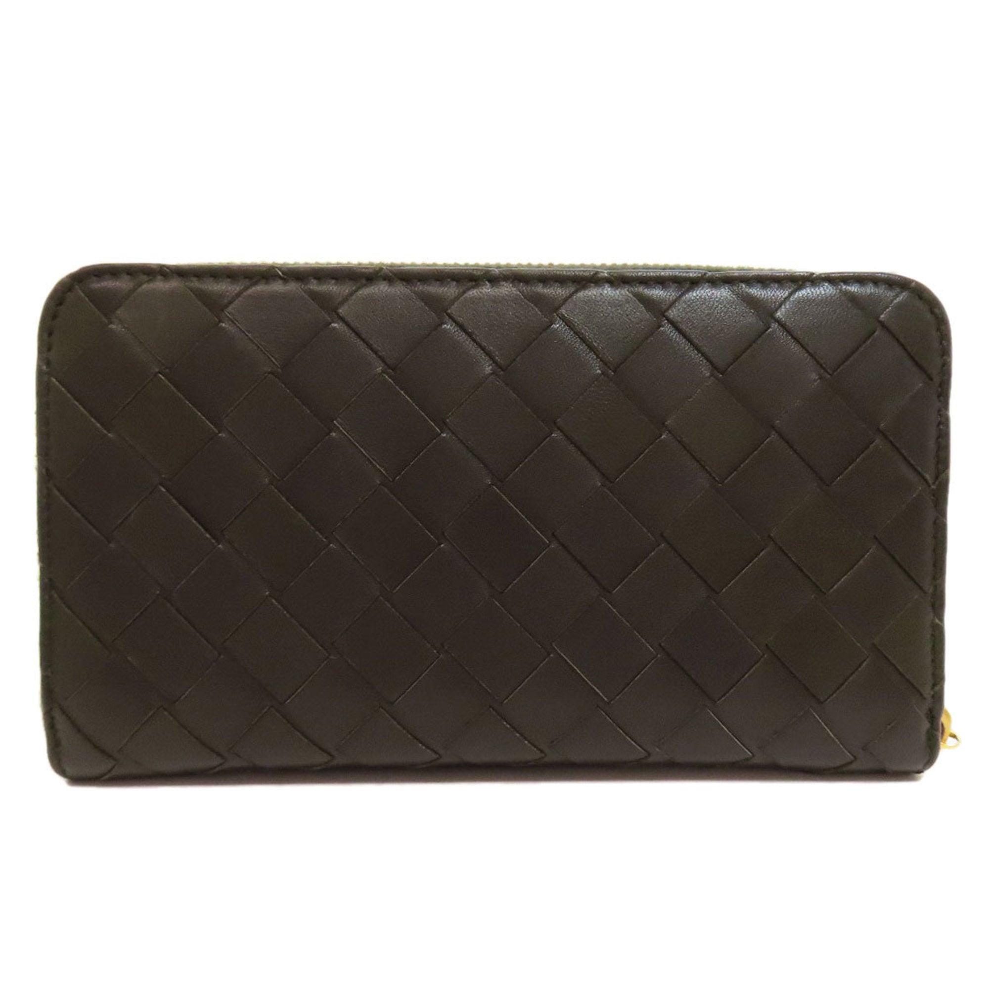 Bottega Veneta Intrecciato Dark Green Leather Long Wallet (Bi-Fold) (Pre-Owned)