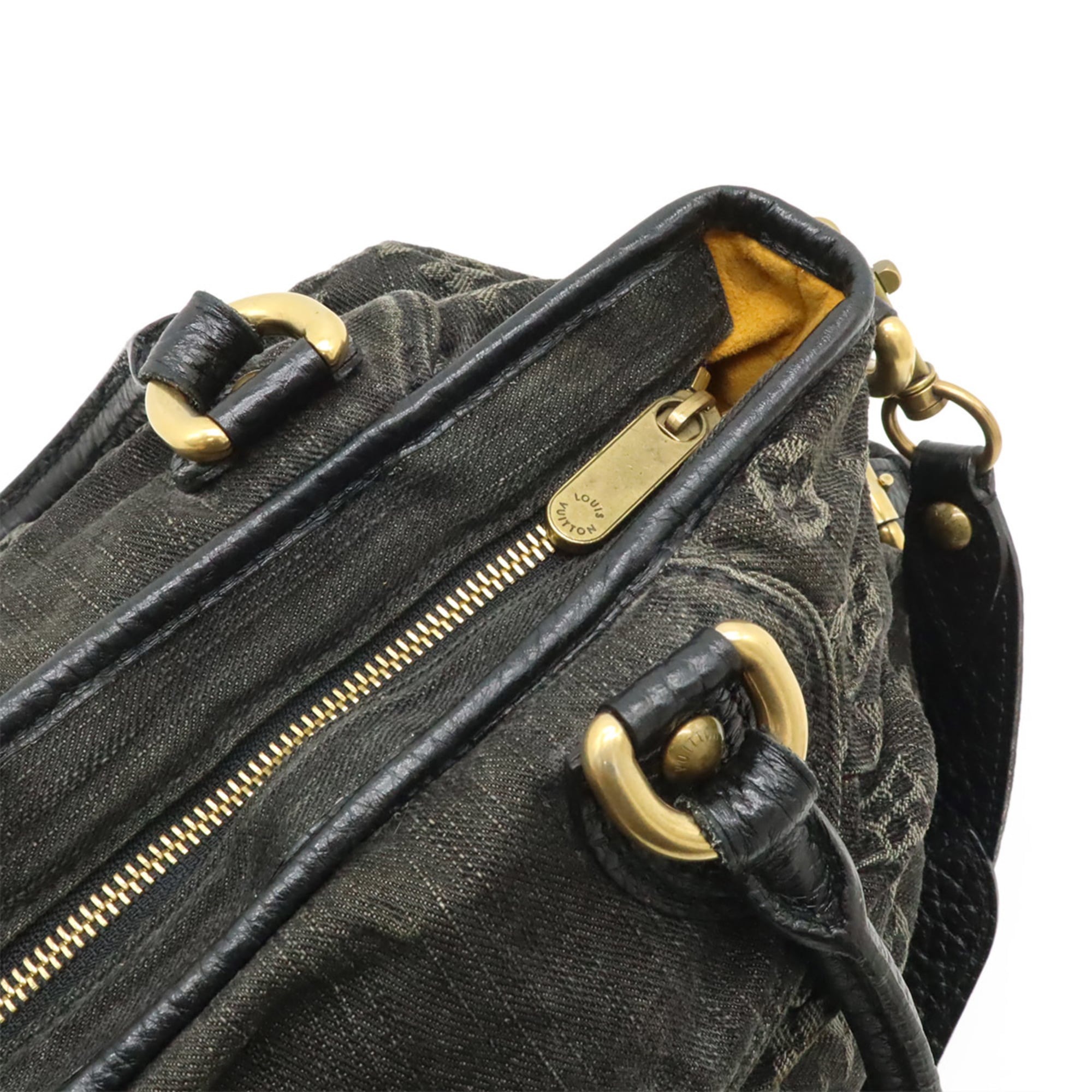 Louis Vuitton Black Noir Monogram Denim Shoulder Bag Tote Bag (Pre-Owned)