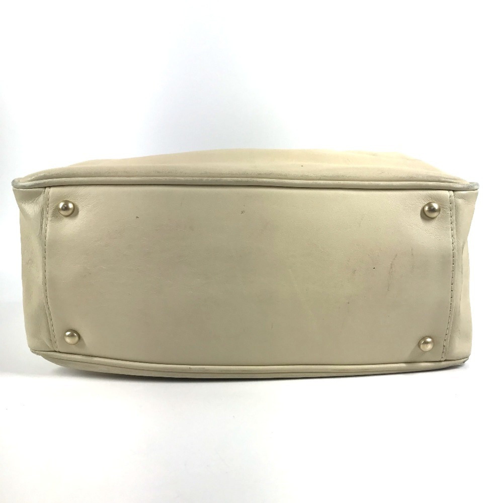 Chanel Beige White Leather Shoulder Bag Tote Bag (Pre-Owned)