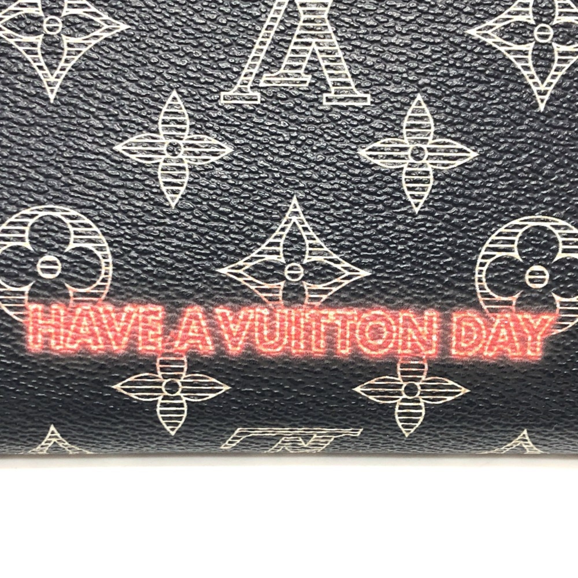 Louis Vuitton Black Navy Red Color Canvas Long Wallet (Bi-Fold) (Pre-Owned)