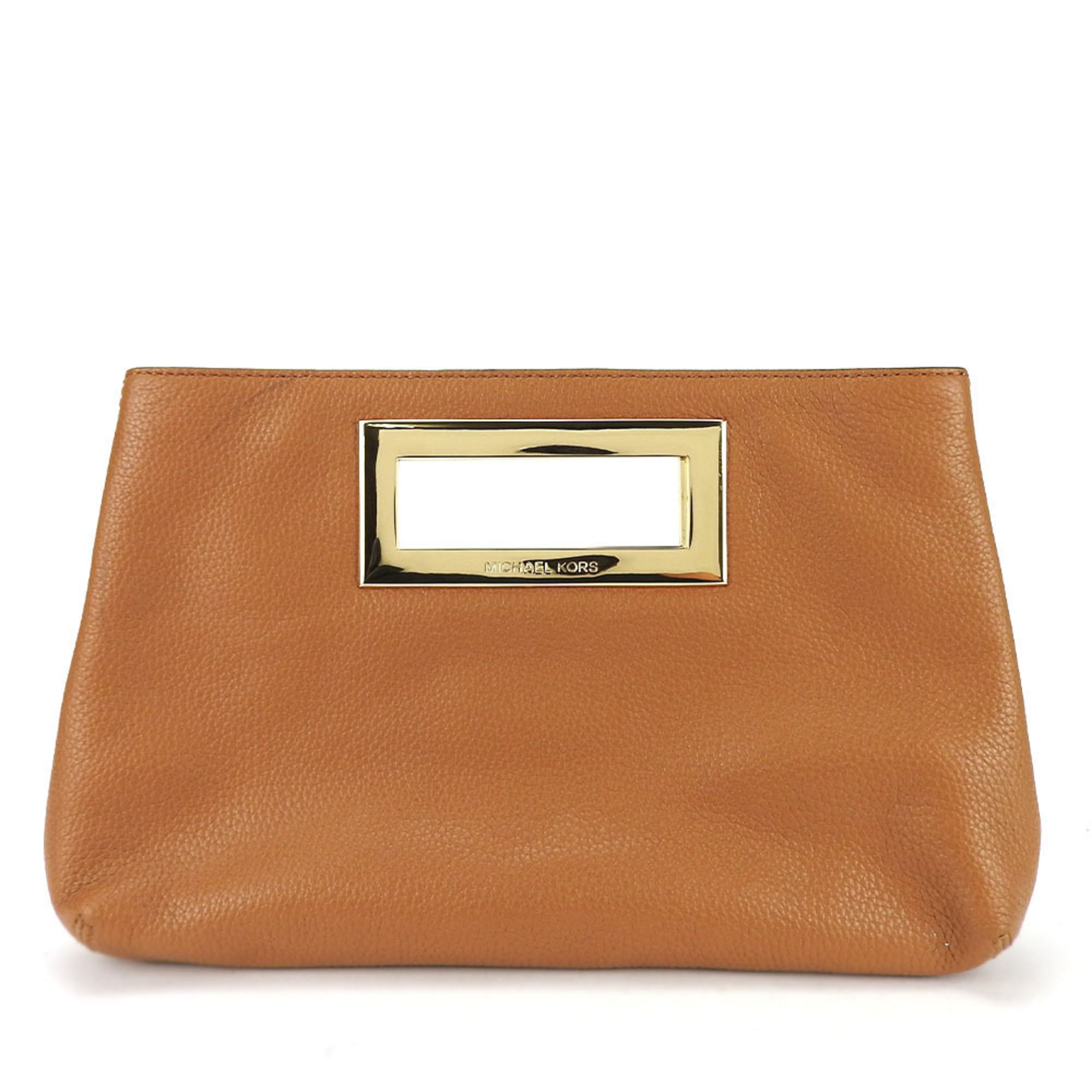 Michael Kors Camel Leather Clutch Bag Handbag (Pre-Owned)