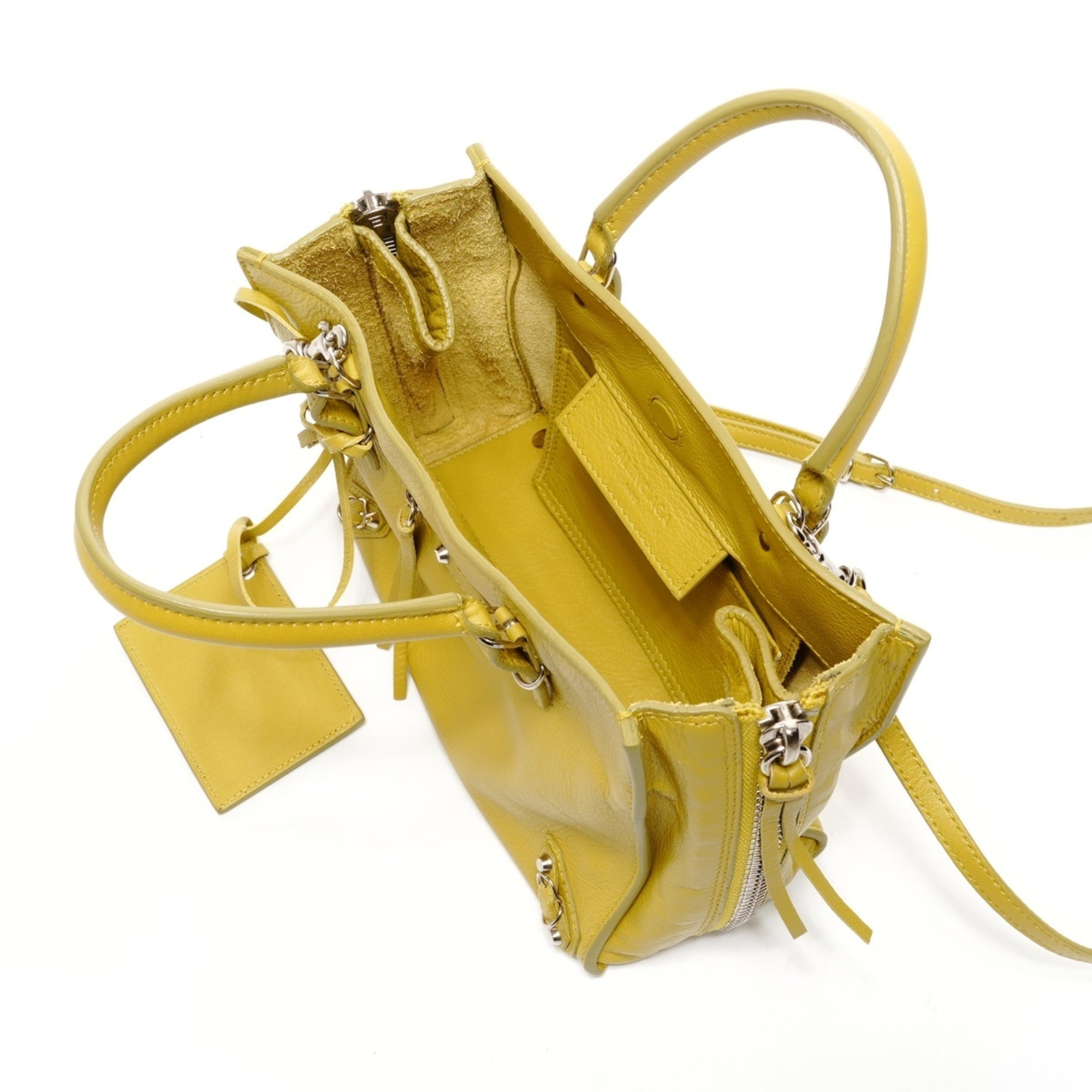 Balenciaga Paper Yellow Leather Shoulder Bag (Pre-Owned)