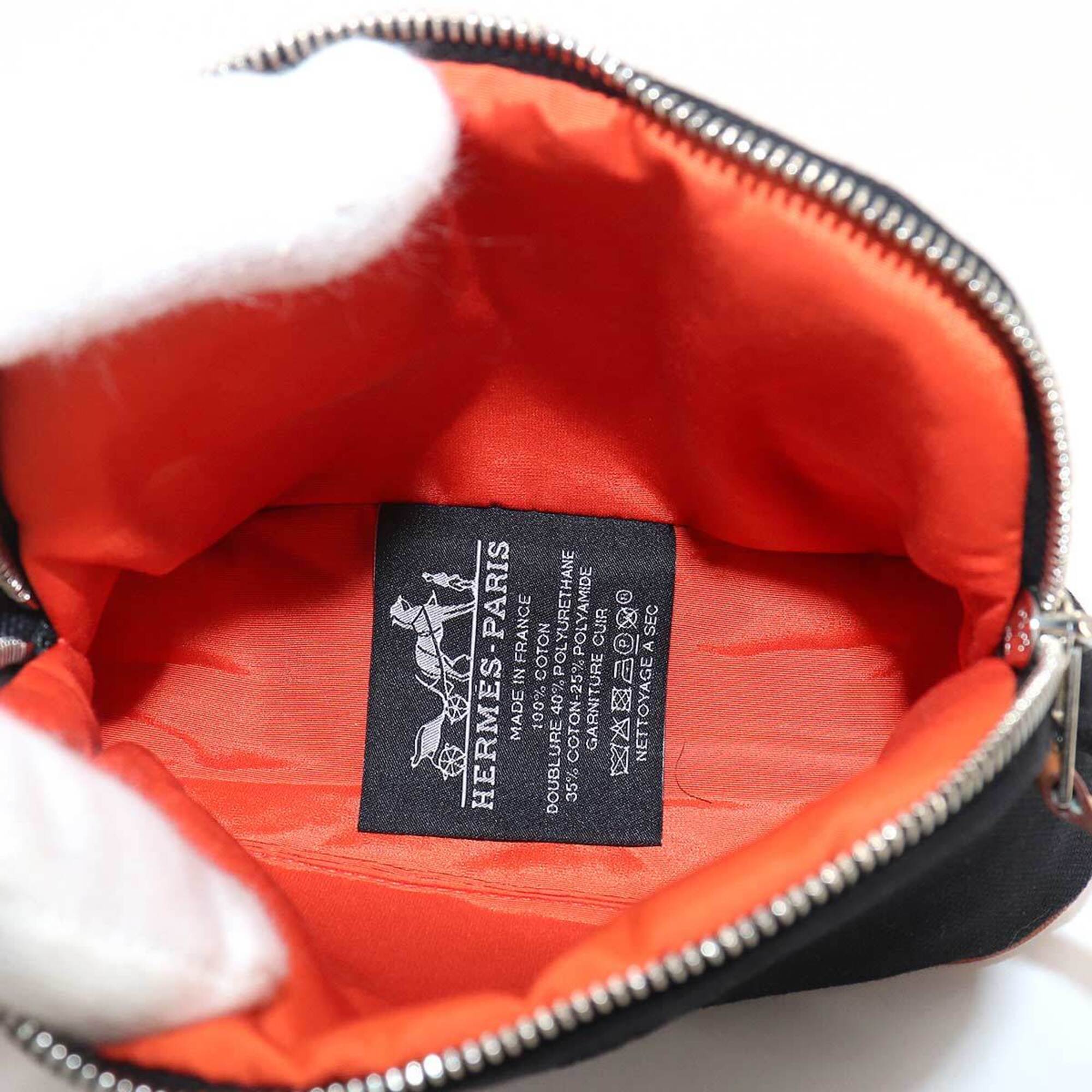 Hermes Black Cotton Canvas Leather Pouch (Pre-Owned)