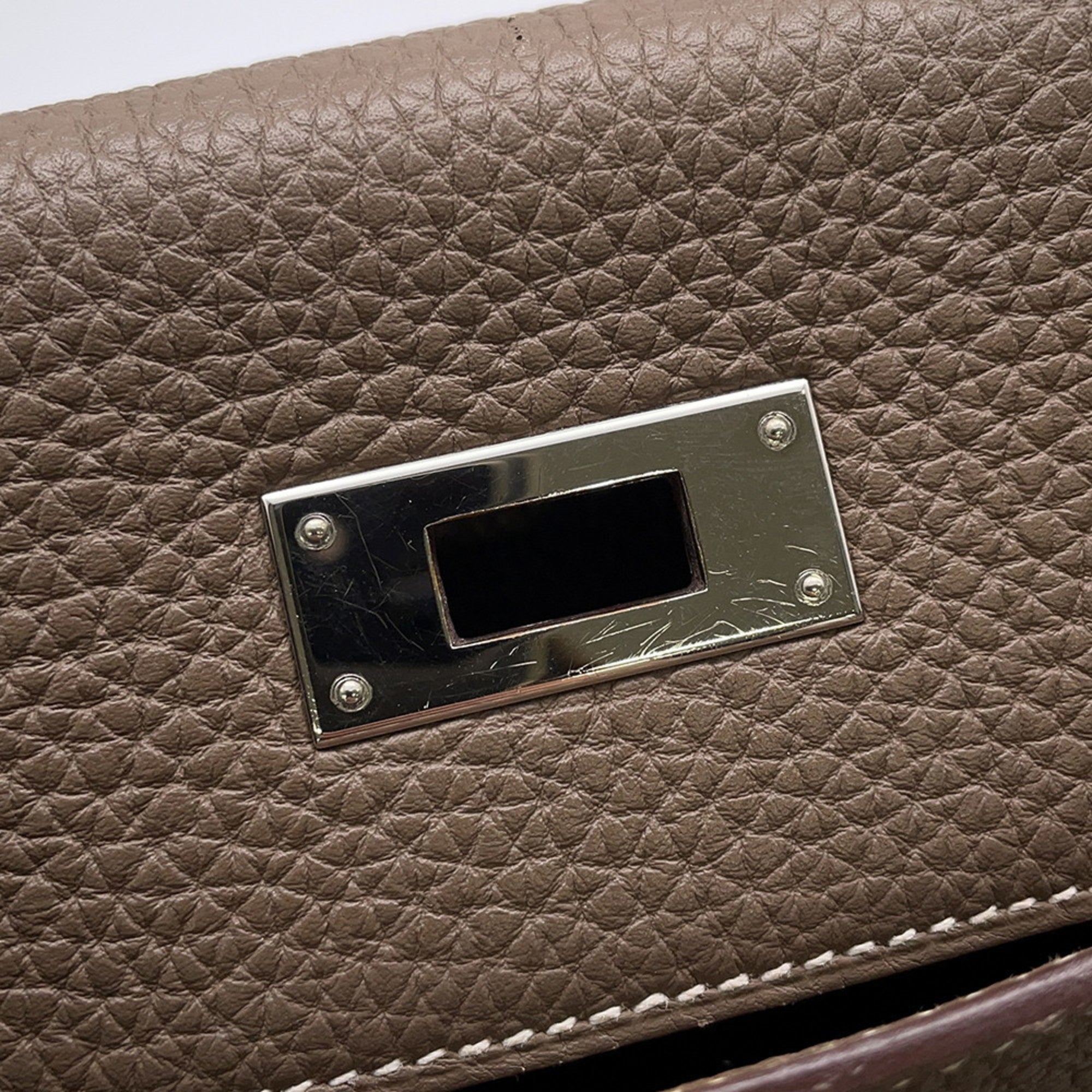 Hermes Kelly Etoupe Gray Togo Leather Handbag (Pre-Owned)