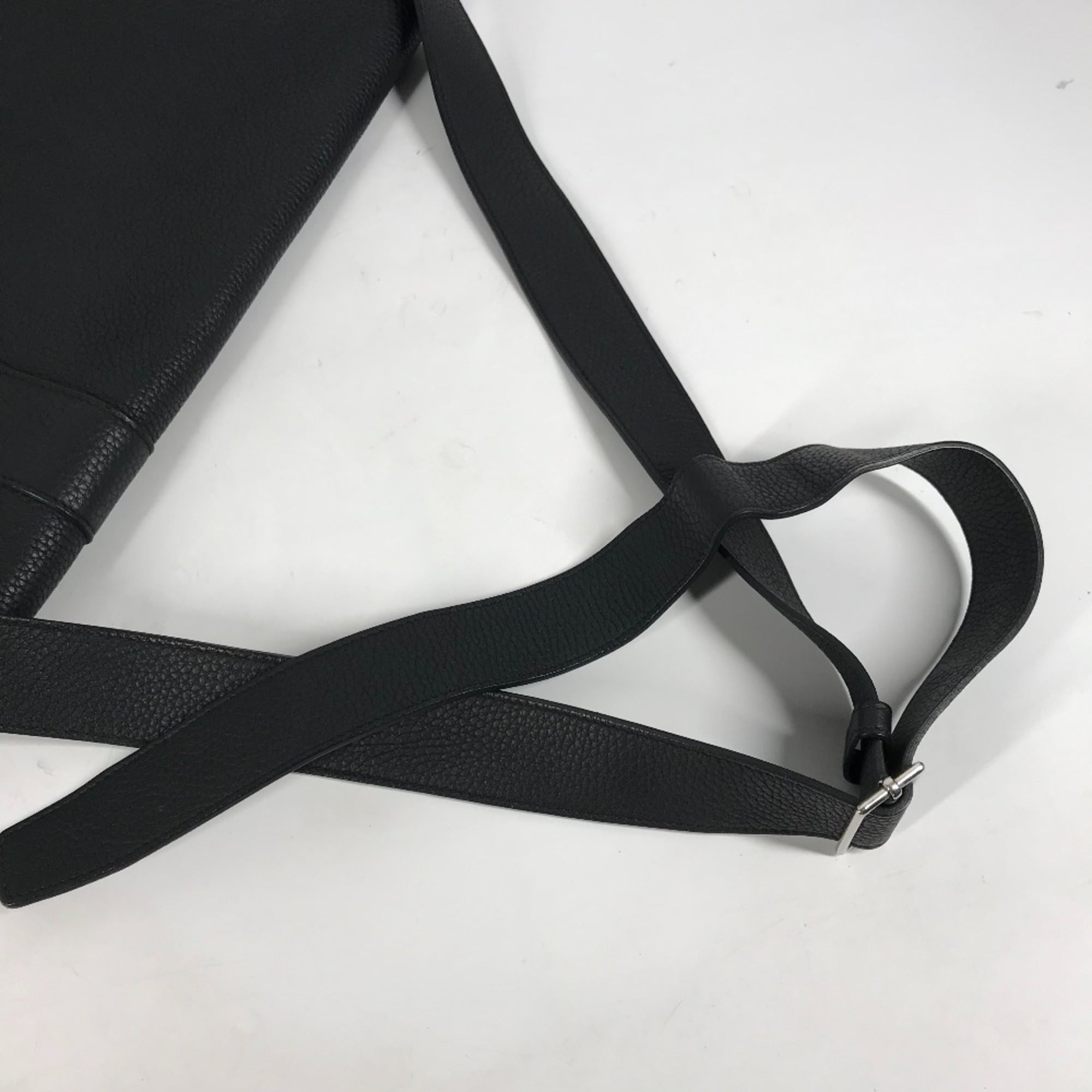 Hermes Black Taurillon Clemence Leather Messenger Bag Shoulder Bag (Pre-Owned)