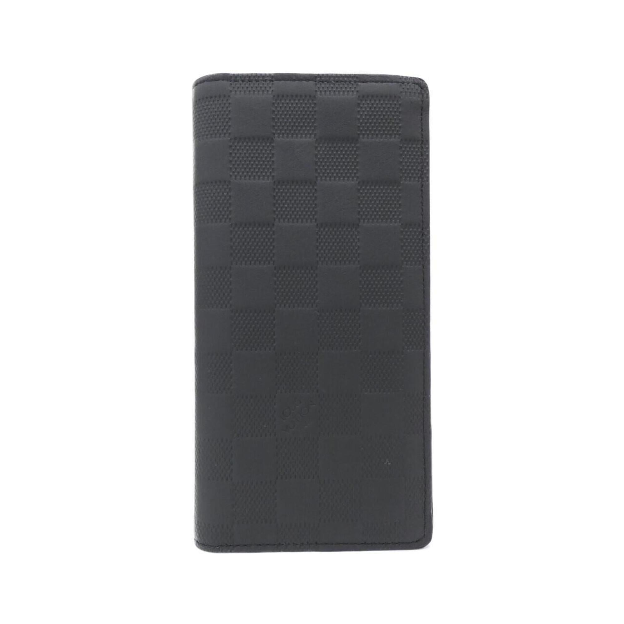 Louis Vuitton Black Leather Long Wallet (Bi-Fold) (Pre-Owned)