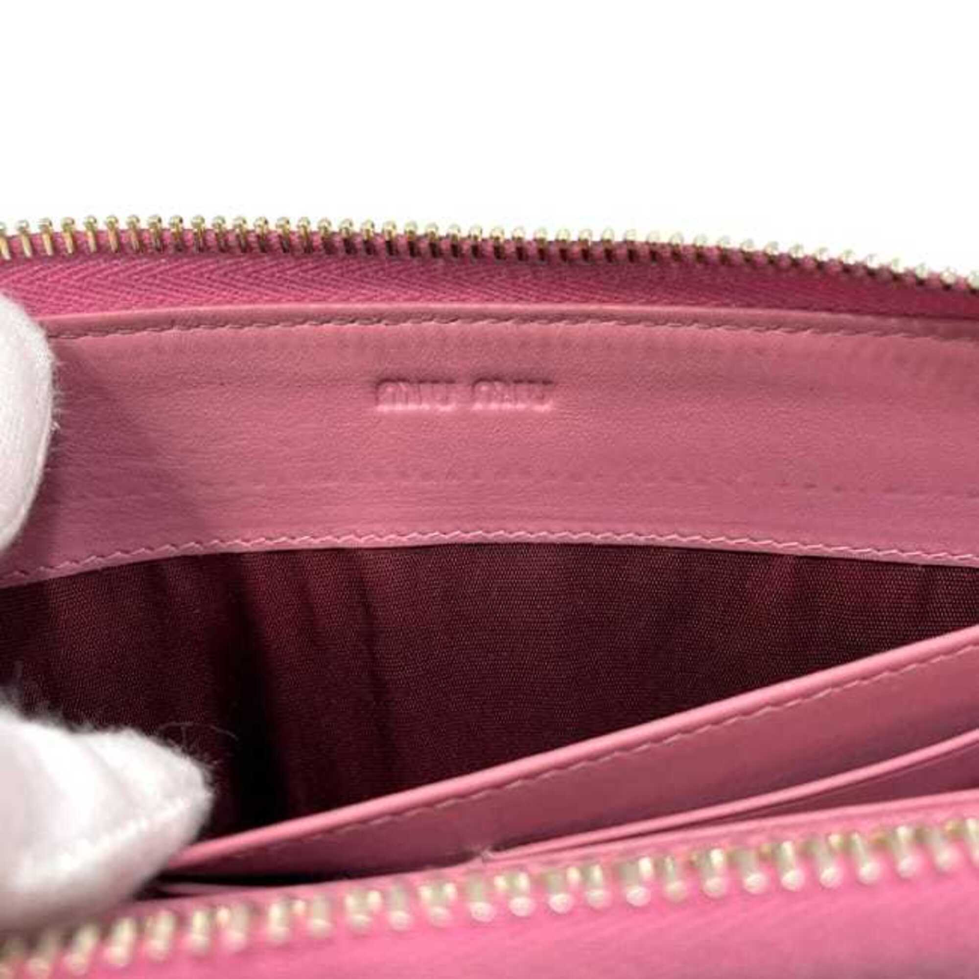 Miu Miu Pink Leather Long Wallet (Bi-Fold) (Pre-Owned)