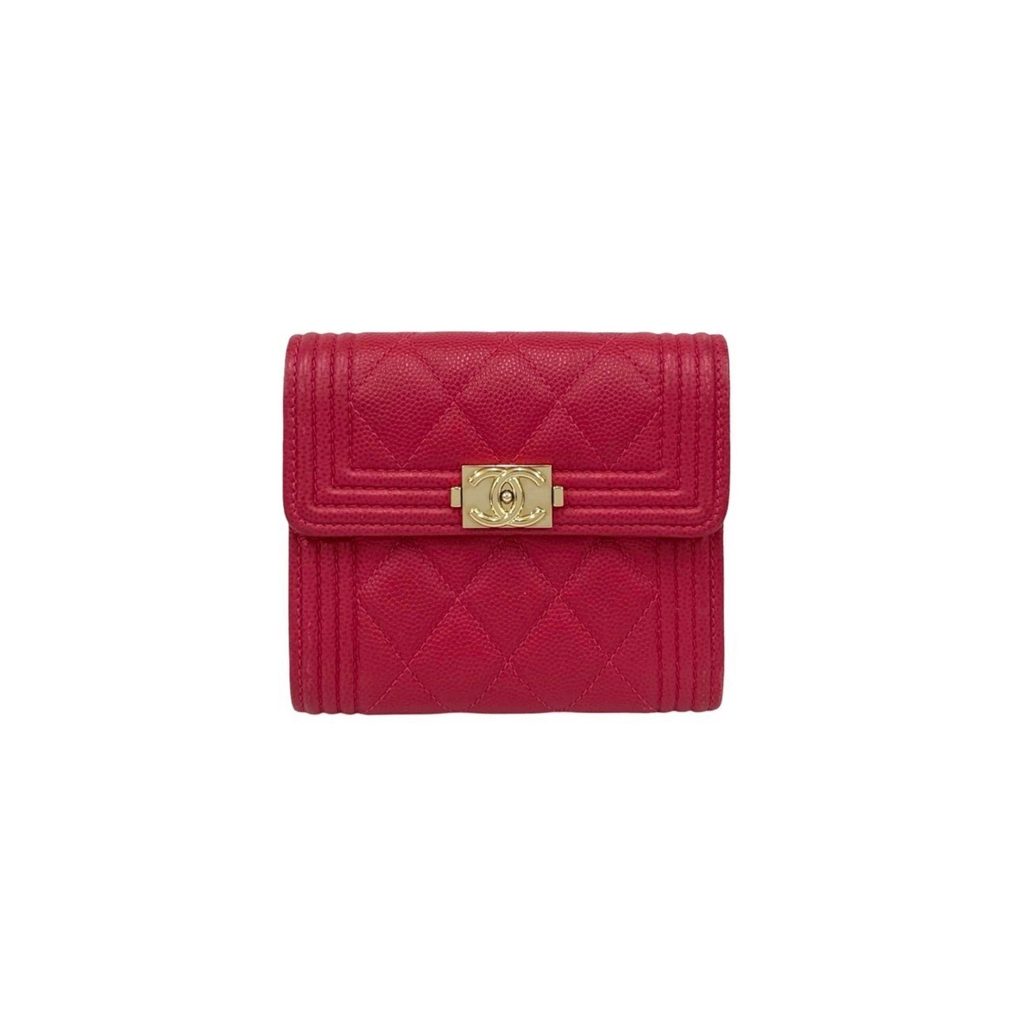 Chanel Pink Grained Calfskin Wallet (Tri-Fold) (Pre-Owned)