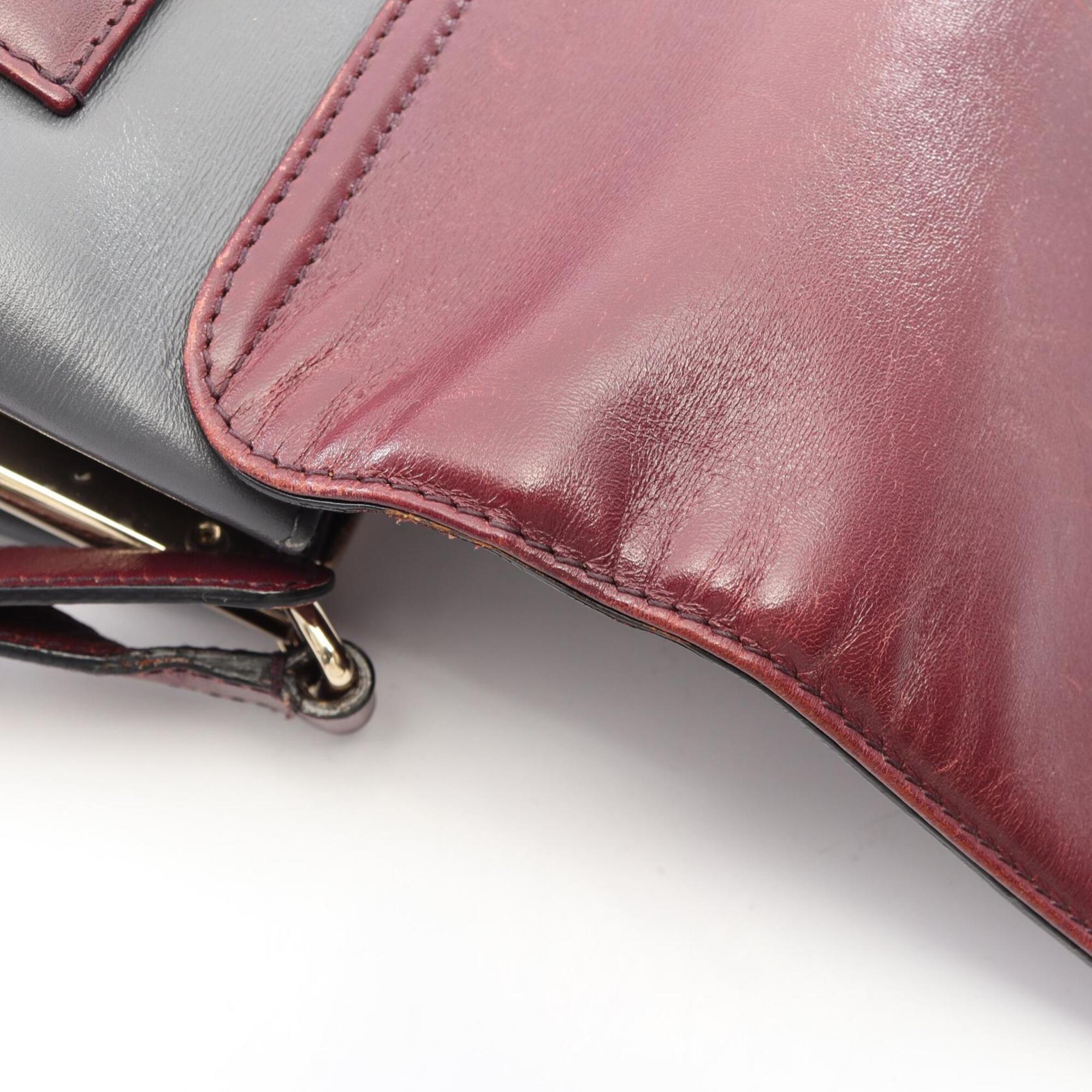 Bvlgari Bordeaux Gray Leather Handbag Shoulder Bag (Pre-Owned)