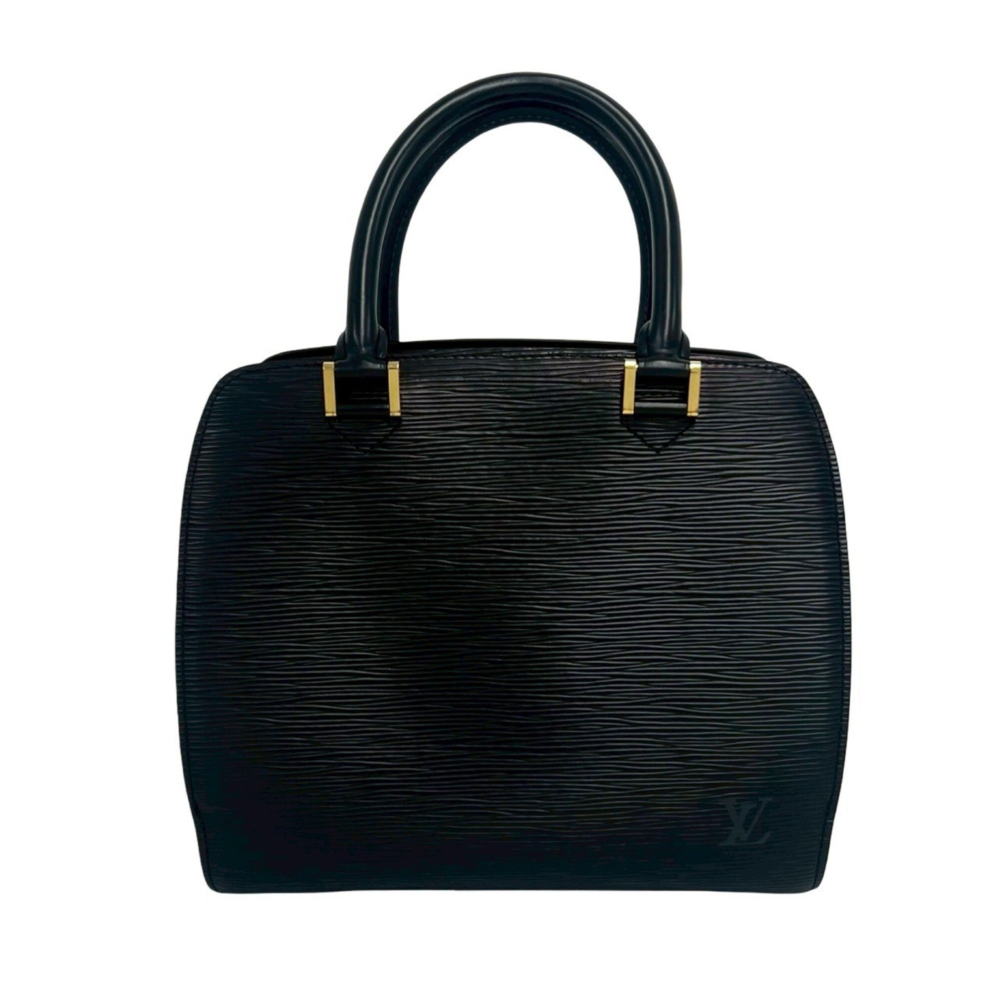 Louis Vuitton Black Leather Boston Bag Handbag (Pre-Owned)