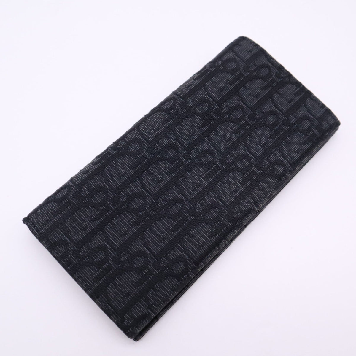 Christian Dior Black Canvas Leather Long Wallet (Bi-Fold) (Pre-Owned)