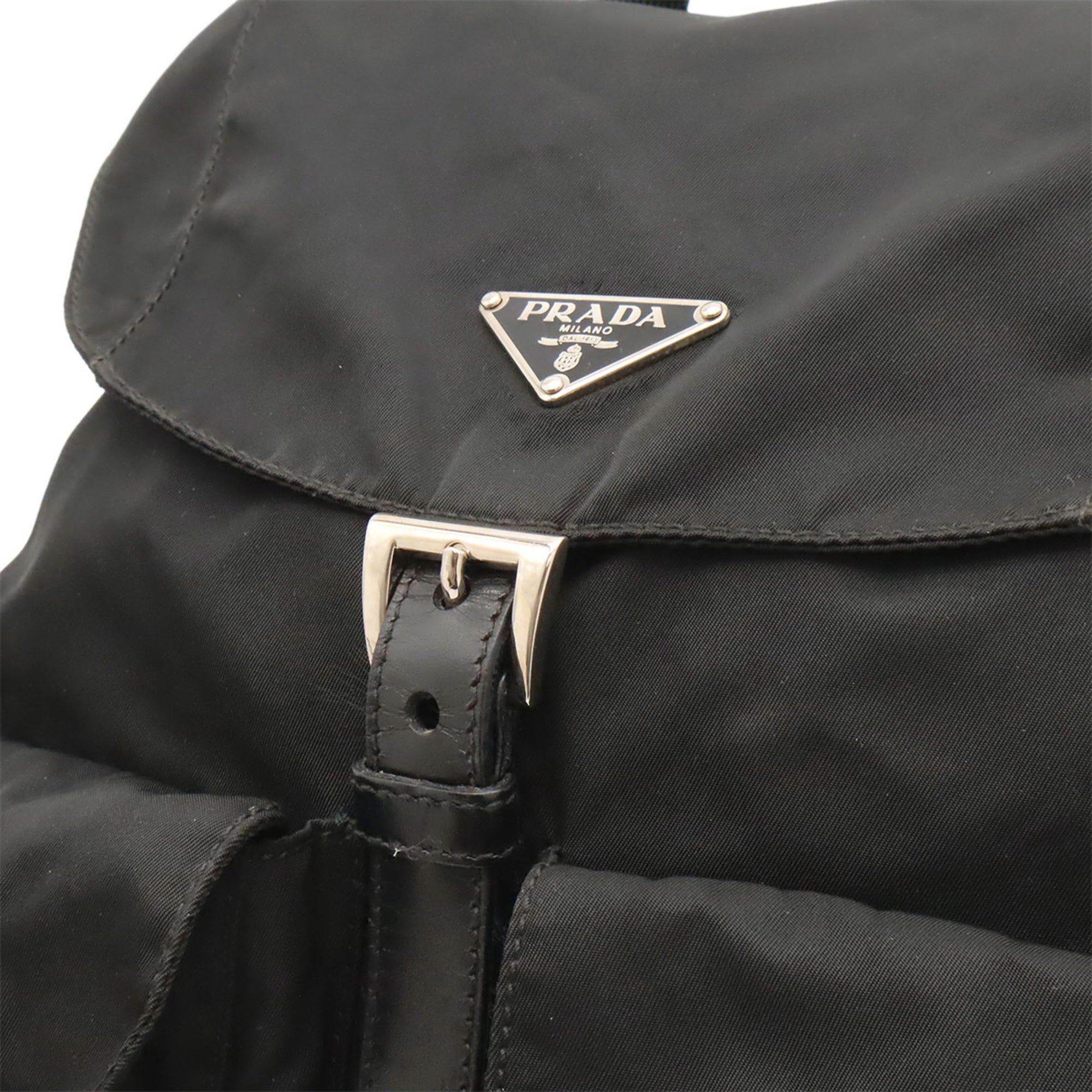 Prada Black Nero Nylon Leather Backpack (Pre-Owned)
