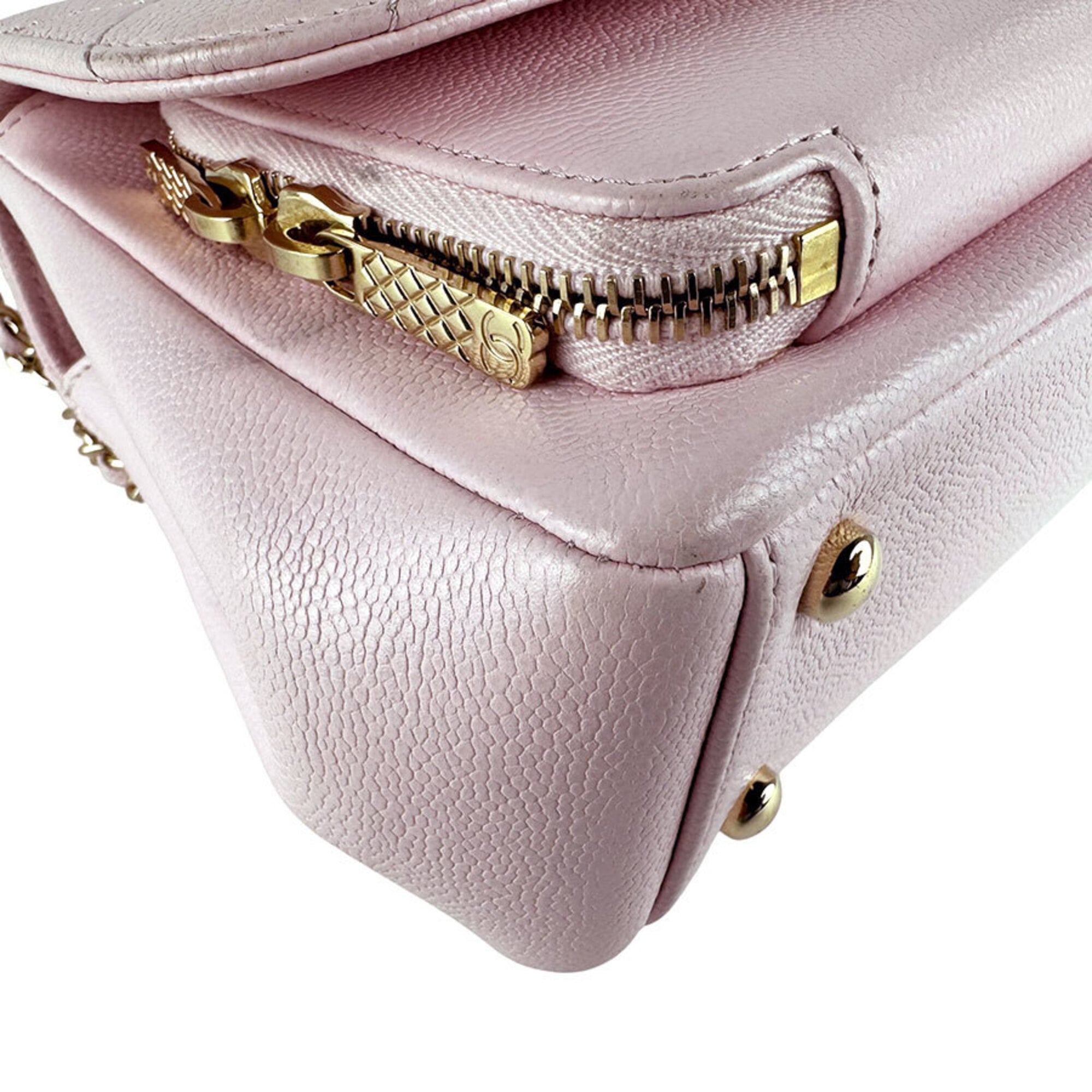 Chanel Light Pink Grained Calfskin Handbag Shoulder Bag (Pre-Owned)