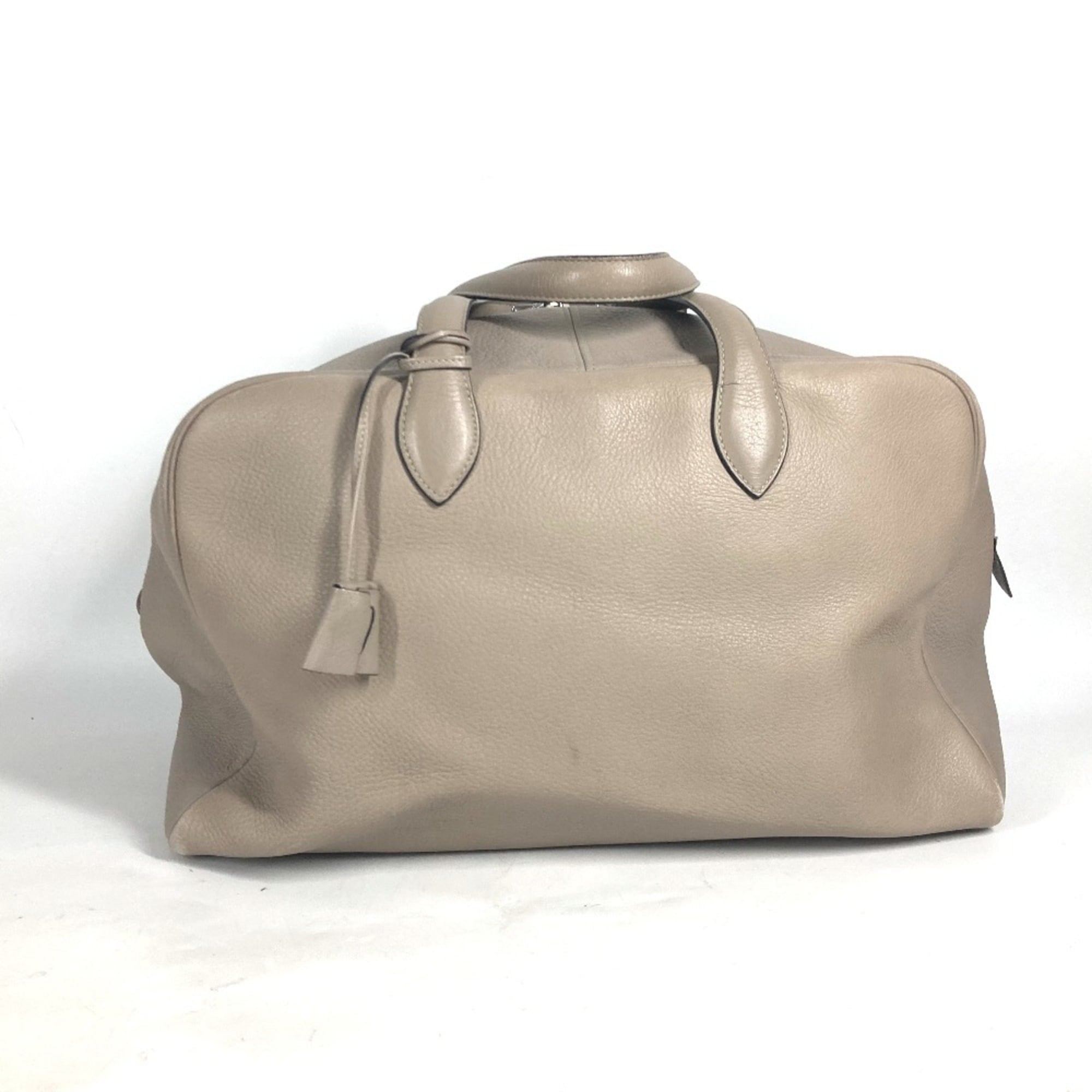 Hermes Beige Taurillon Clemence Leather Boston Bag Shoulder Bag (Pre-Owned)