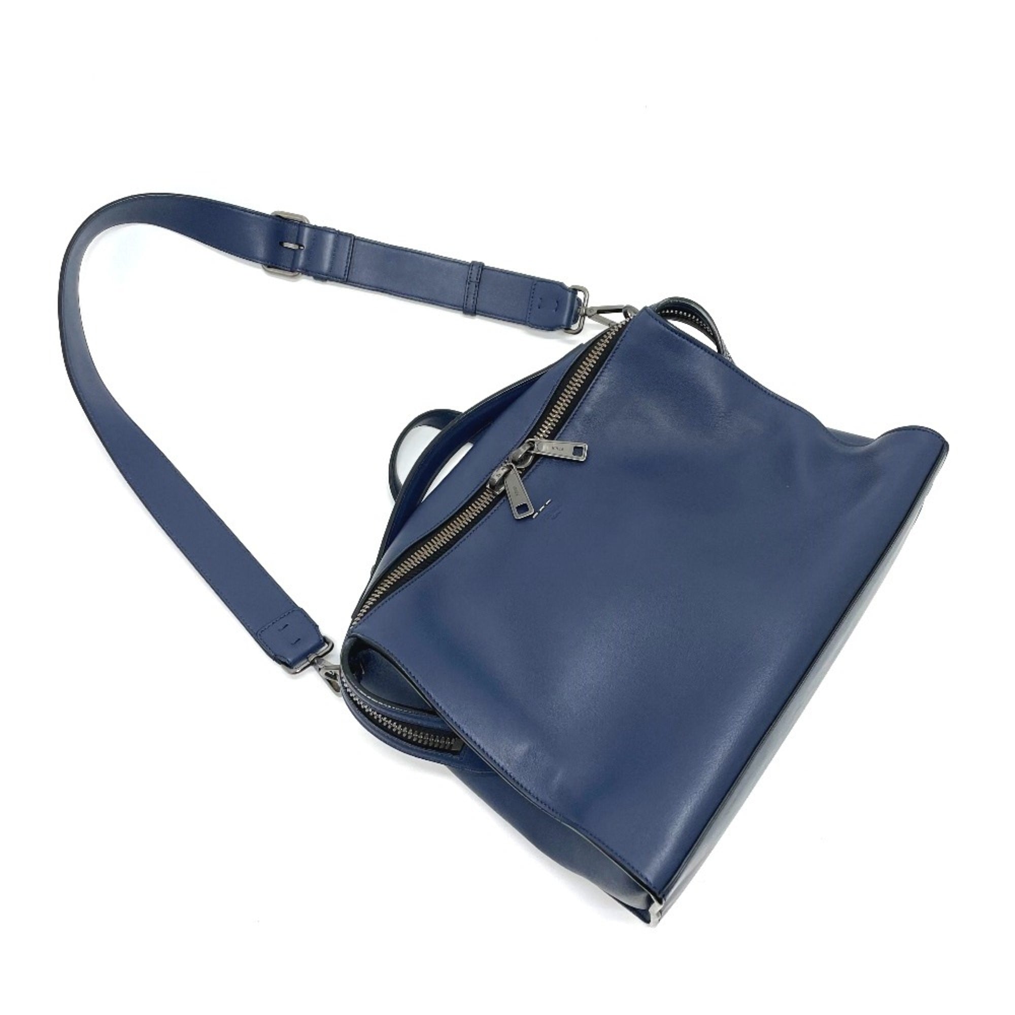 Fendi Navy Leather Briefcase (Pre-Owned)